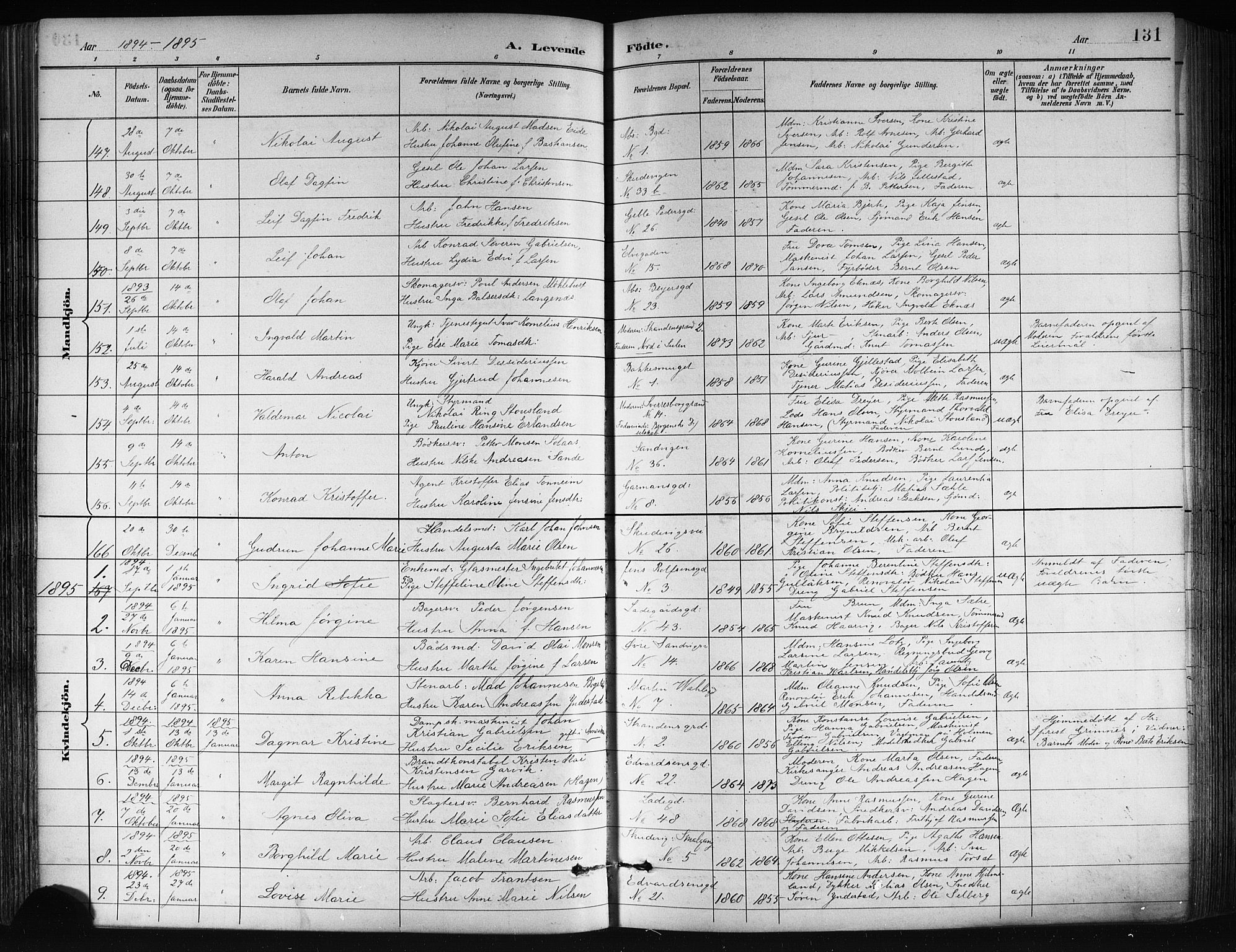 Sandviken Sokneprestembete, SAB/A-77601/H/Hb/L0002: Parish register (copy) no. A 3, 1888-1902, p. 131