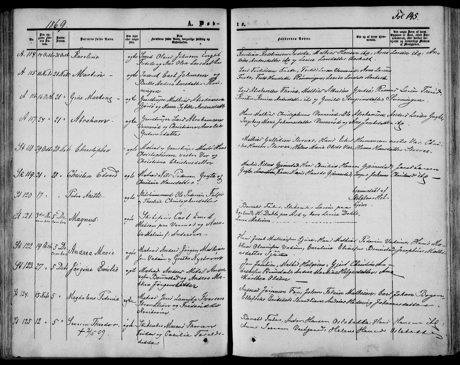 Stokke kirkebøker, SAKO/A-320/F/Fa/L0008: Parish register (official) no. I 8, 1858-1871, p. 145