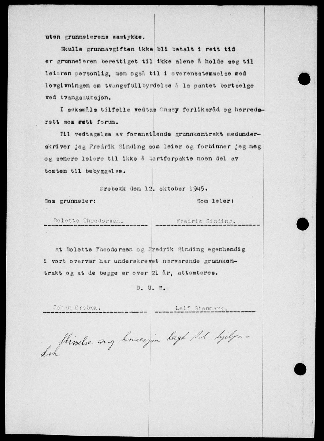 Onsøy sorenskriveri, SAO/A-10474/G/Ga/Gab/L0015: Mortgage book no. II A-15, 1945-1946, Diary no: : 1663/1945