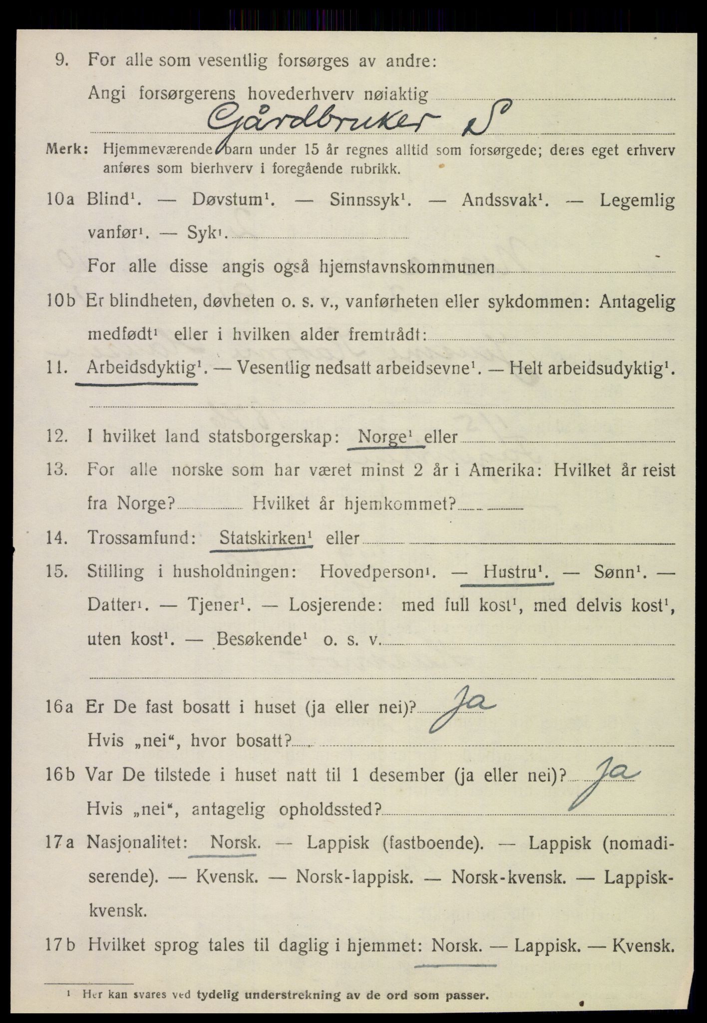 SAT, 1920 census for Nesna, 1920, p. 7946