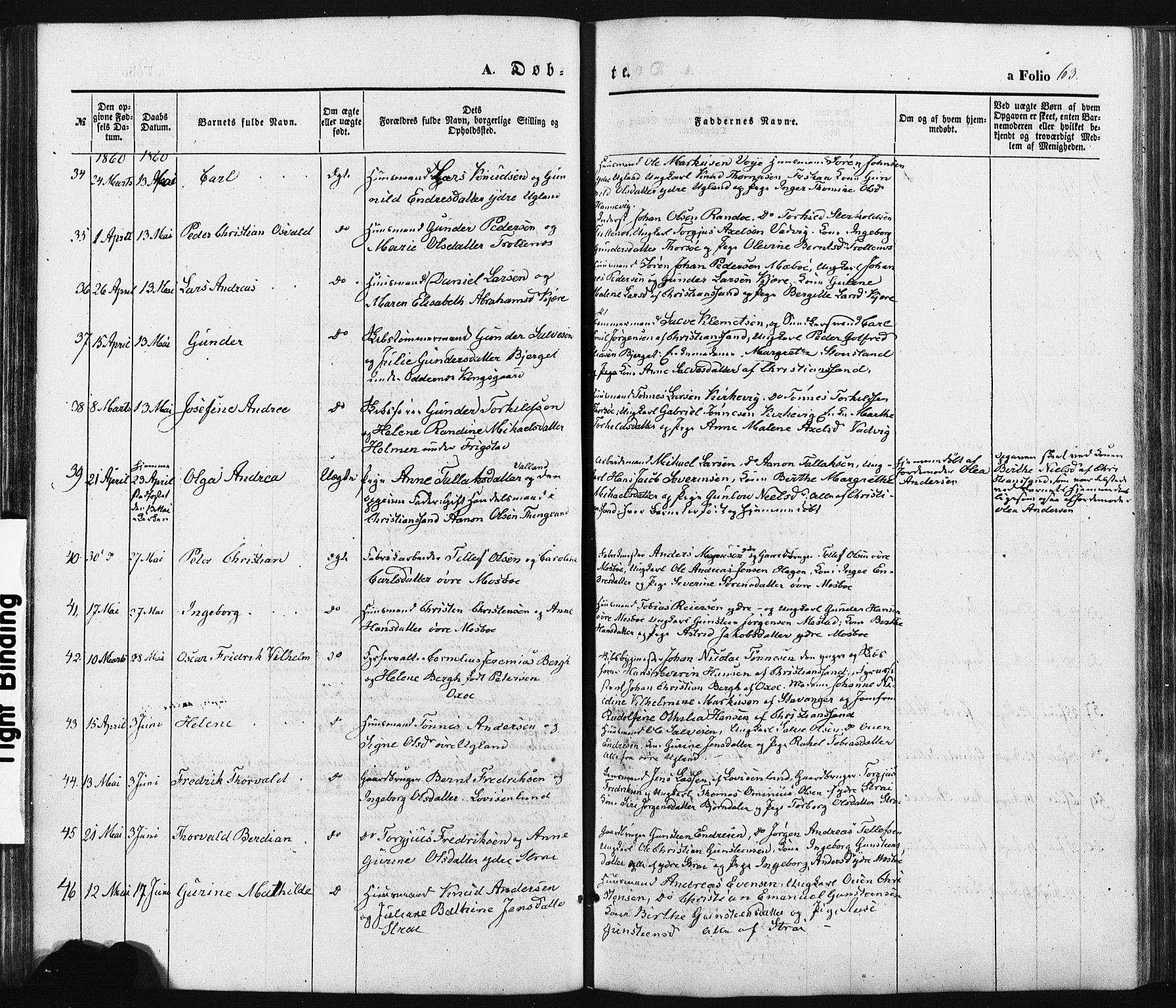 Oddernes sokneprestkontor, AV/SAK-1111-0033/F/Fa/Faa/L0007: Parish register (official) no. A 7, 1851-1863, p. 63