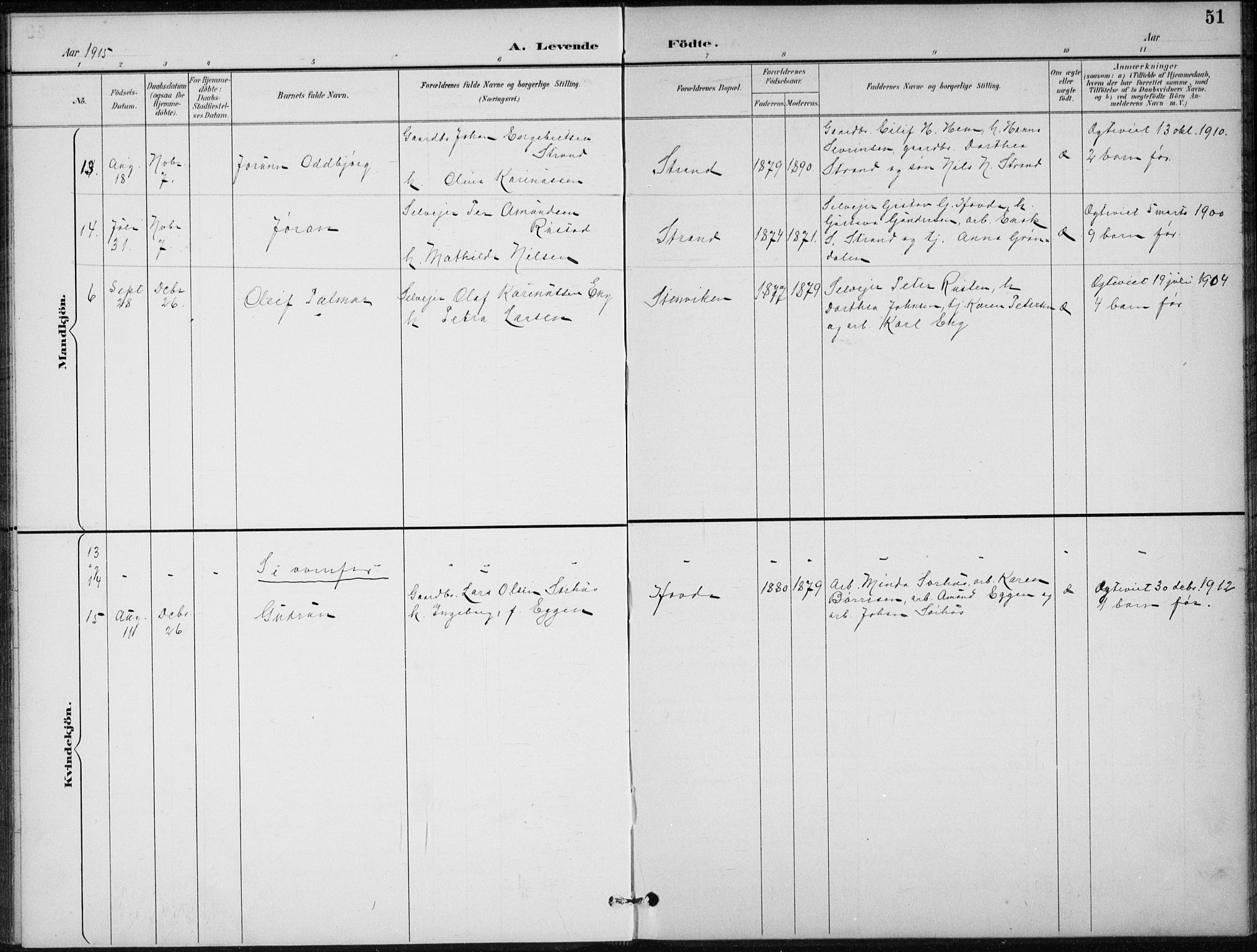 Stor-Elvdal prestekontor, SAH/PREST-052/H/Ha/Hab/L0004: Parish register (copy) no. 4, 1895-1938, p. 51