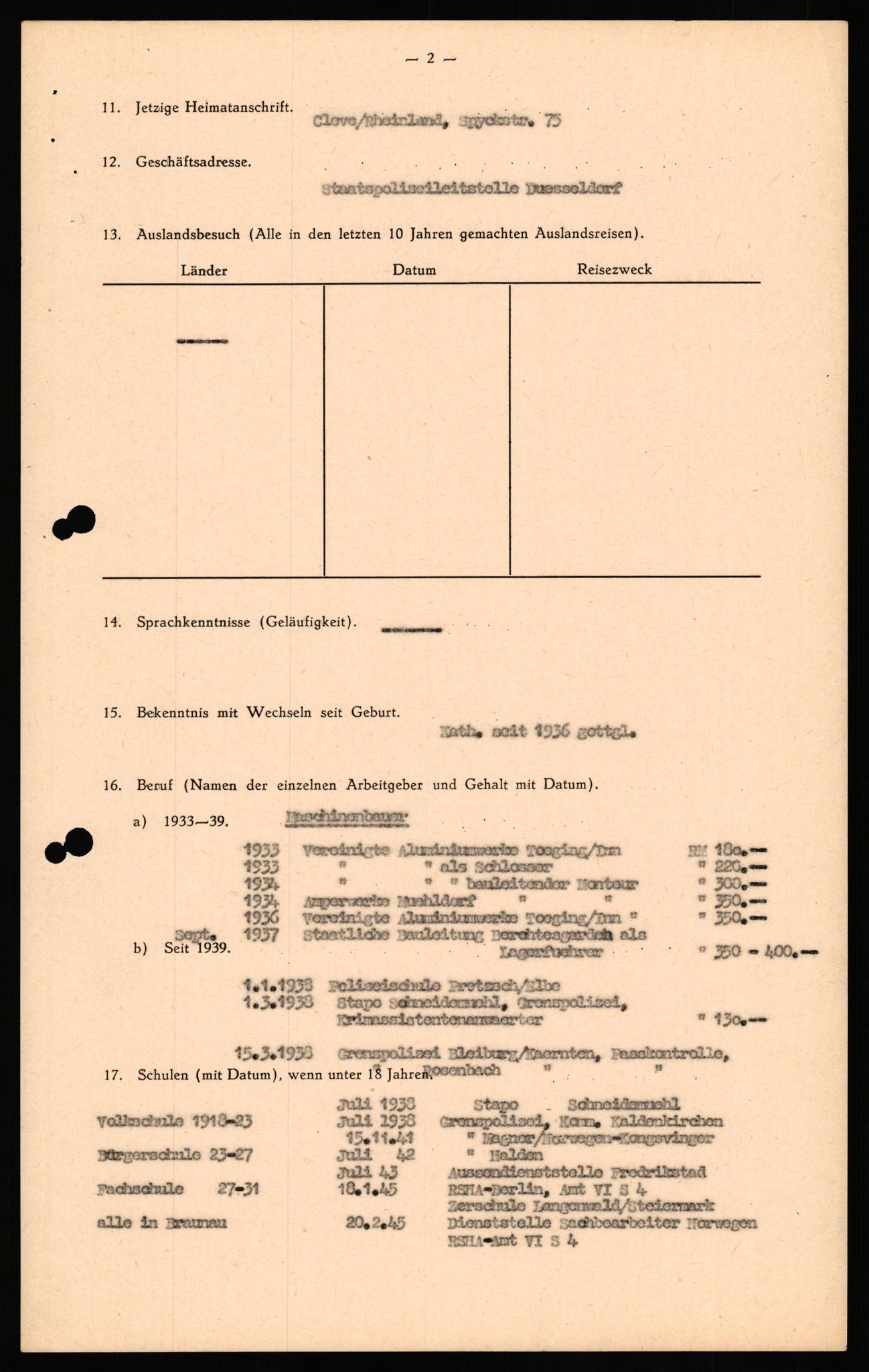 Forsvaret, Forsvarets overkommando II, AV/RA-RAFA-3915/D/Db/L0035: CI Questionaires. Tyske okkupasjonsstyrker i Norge. Tyskere., 1945-1946, p. 524