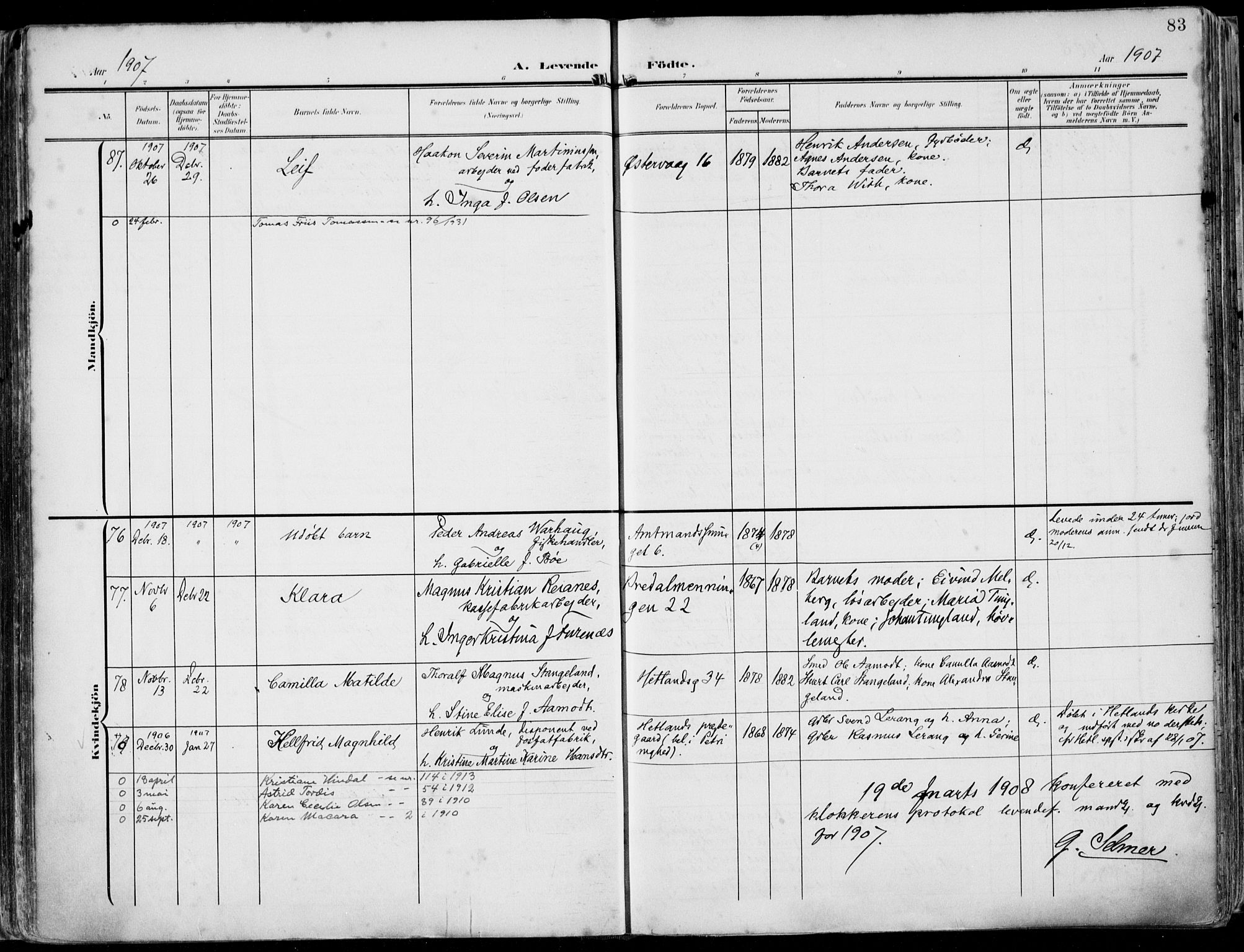 St. Petri sokneprestkontor, AV/SAST-A-101813/002/A/L0005: Parish register (official) no. A 23, 1902-1918, p. 83