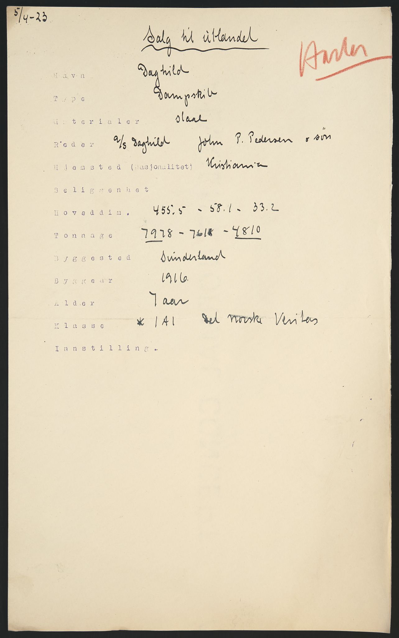 Sjøfartsdirektoratet med forløpere, skipsmapper slettede skip, RA/S-4998/F/Fa/L0225: --, 1867-1925, p. 187