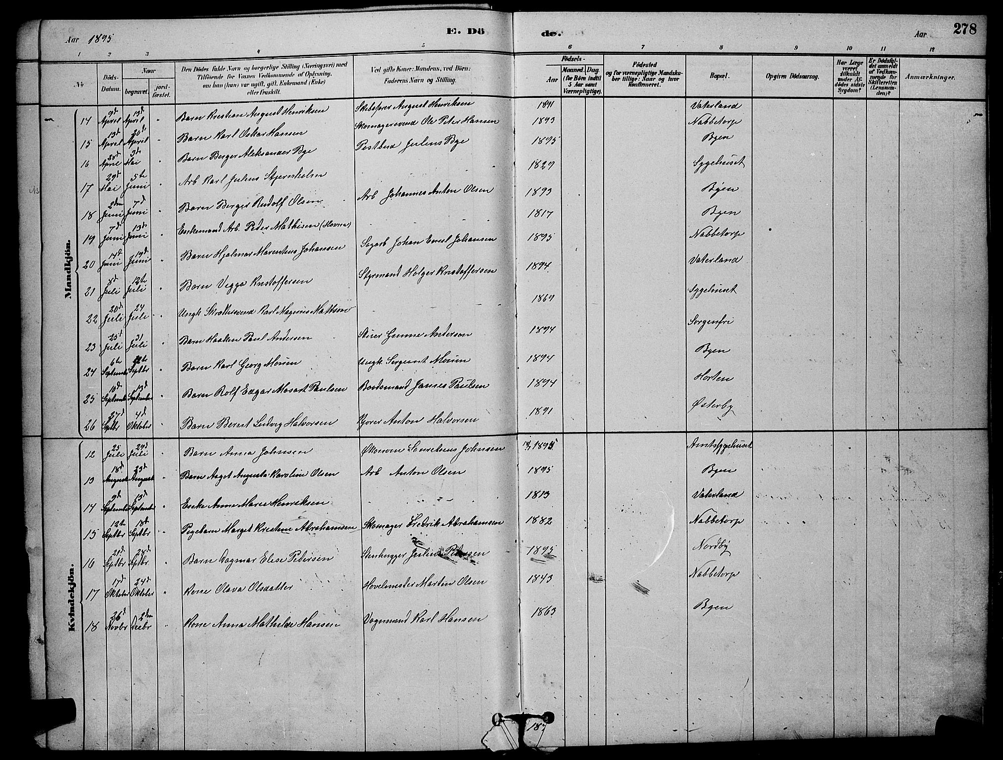 Østre Fredrikstad prestekontor Kirkebøker, AV/SAO-A-10907/G/Ga/L0001: Parish register (copy) no. 1, 1880-1899, p. 278