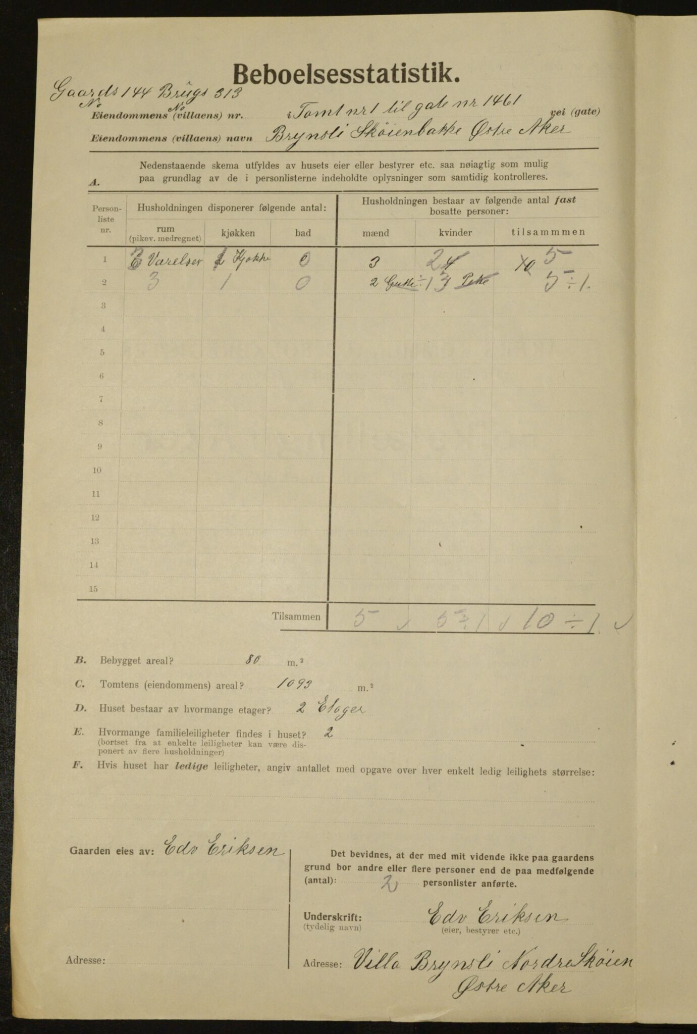 , Municipal Census 1923 for Aker, 1923, p. 30910