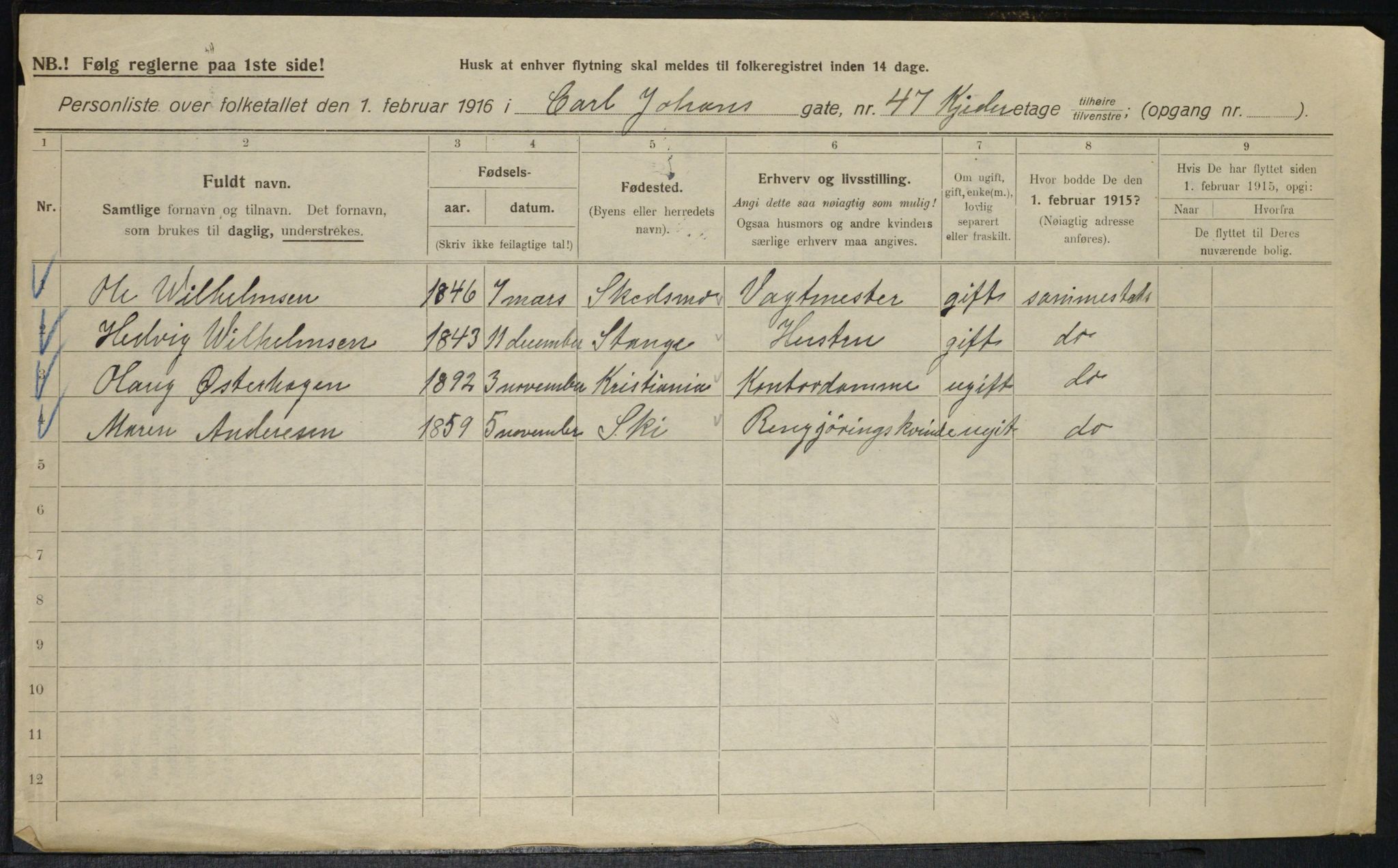 OBA, Municipal Census 1916 for Kristiania, 1916, p. 49957