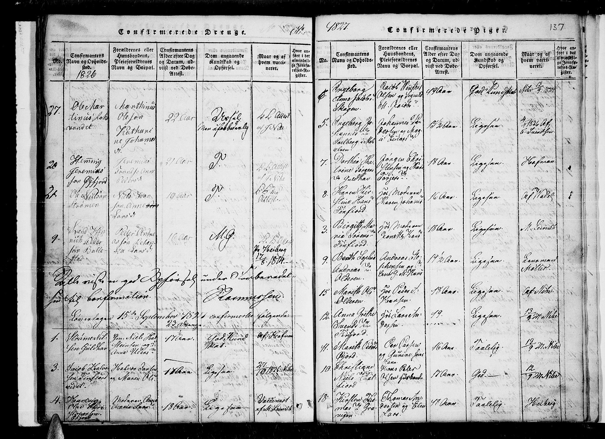 Lenvik sokneprestembete, AV/SATØ-S-1310/H/Ha/Haa/L0003kirke: Parish register (official) no. 3, 1820-1831, p. 137