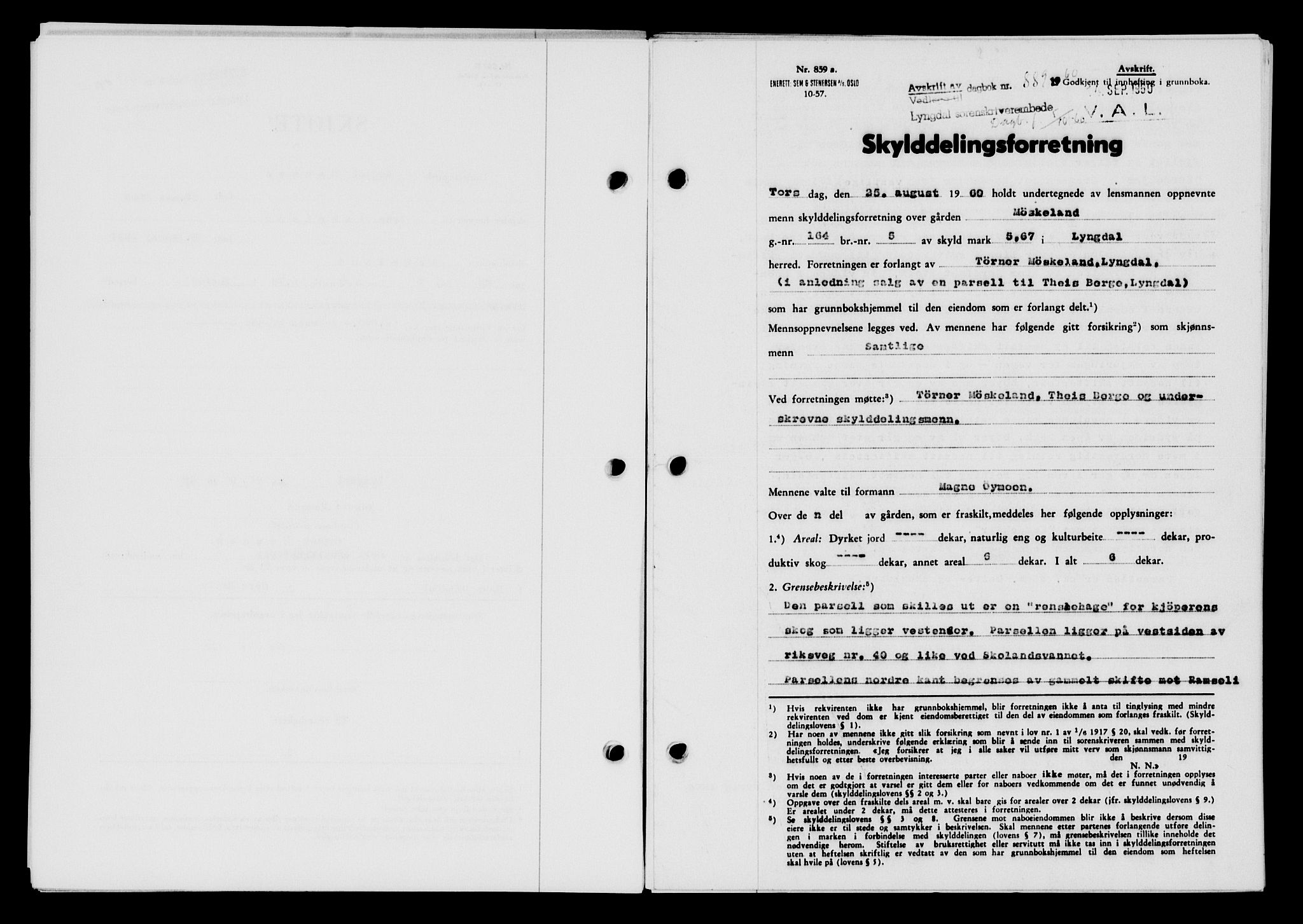 Lyngdal sorenskriveri, AV/SAK-1221-0004/G/Gb/L0680: Mortgage book no. A XXVI, 1960-1960, Diary no: : 889/1960