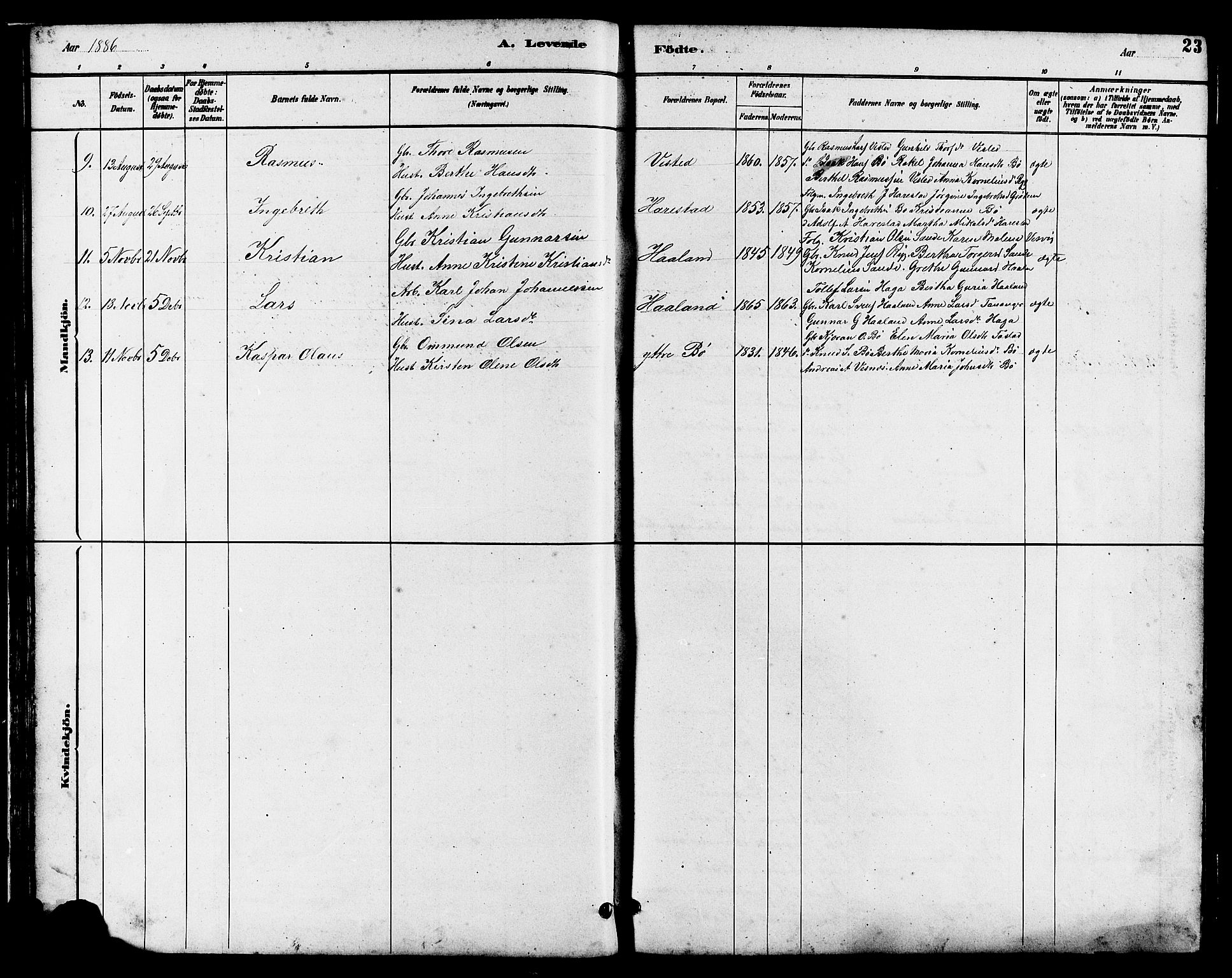 Hetland sokneprestkontor, SAST/A-101826/30/30BB/L0006: Parish register (copy) no. B 6, 1878-1921, p. 23