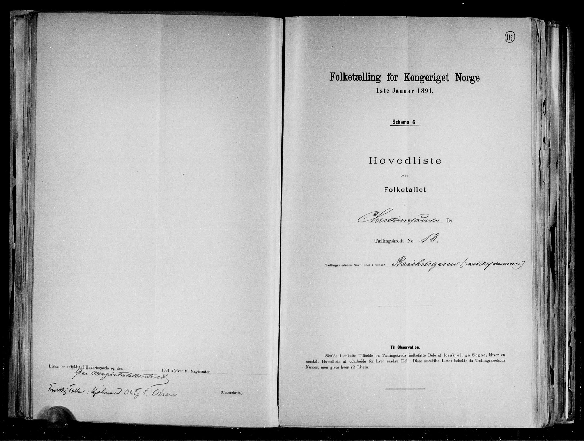 RA, 1891 census for 1001 Kristiansand, 1891, p. 29