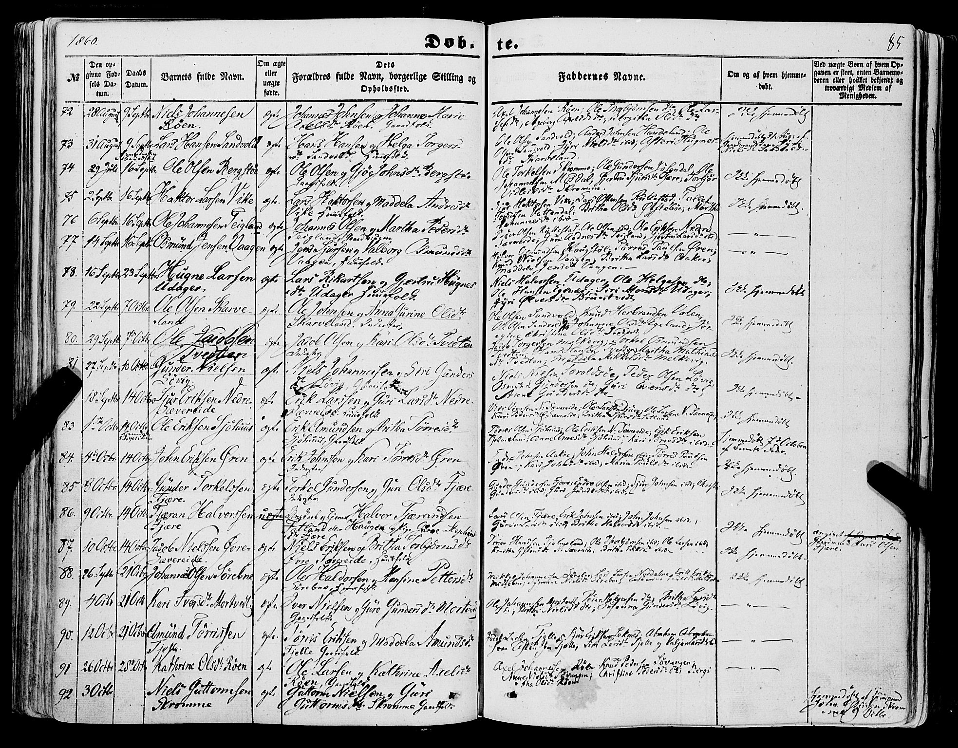 Skånevik sokneprestembete, SAB/A-77801/H/Haa: Parish register (official) no. A 5I, 1848-1869, p. 85