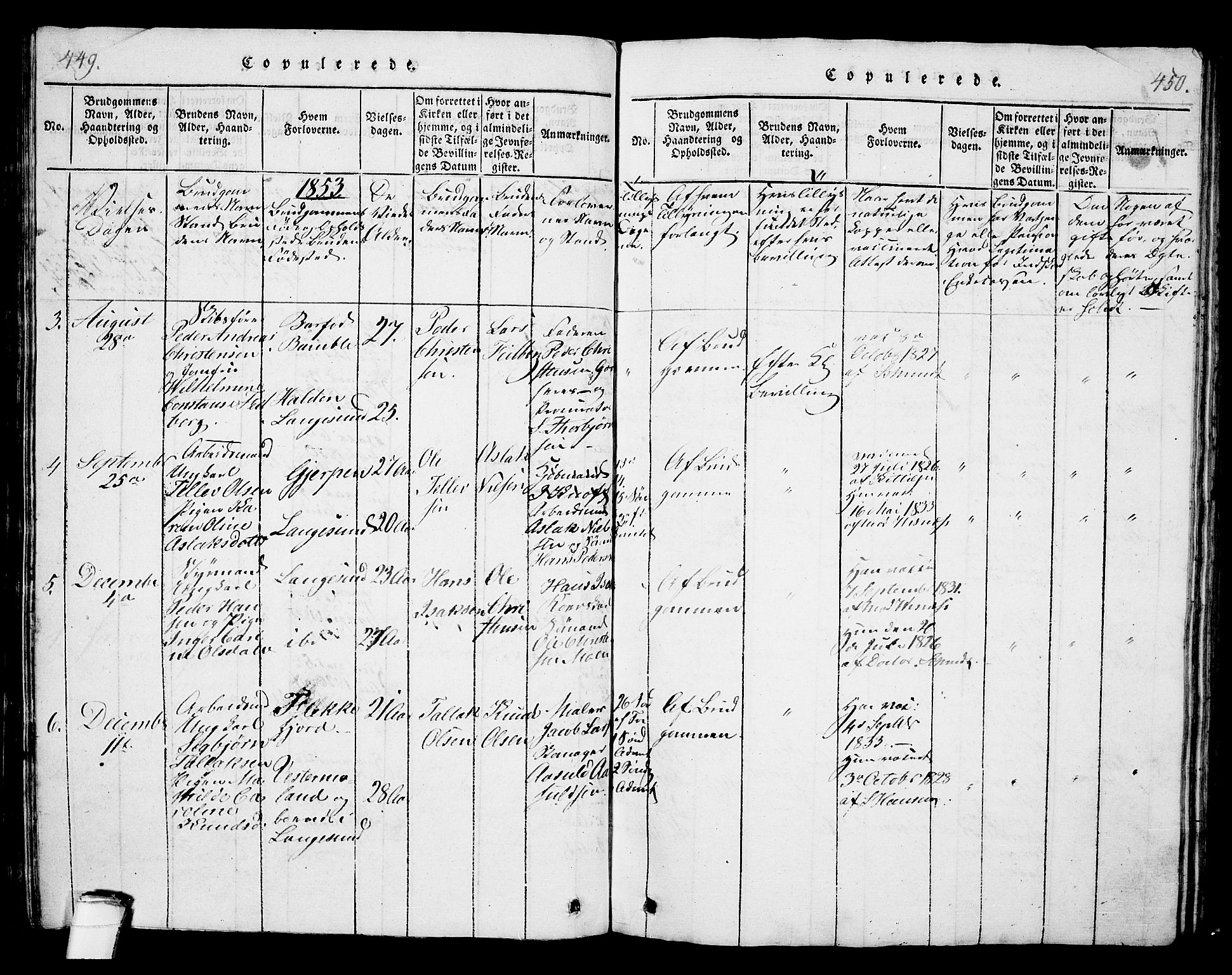 Langesund kirkebøker, AV/SAKO-A-280/G/Ga/L0003: Parish register (copy) no. 3, 1815-1858, p. 449-450