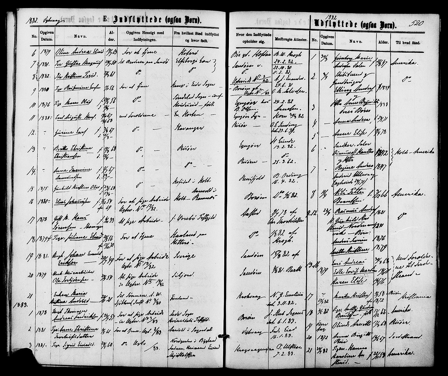 Dypvåg sokneprestkontor, SAK/1111-0007/F/Fa/Faa/L0007: Parish register (official) no. A 7/ 1, 1872-1884, p. 520