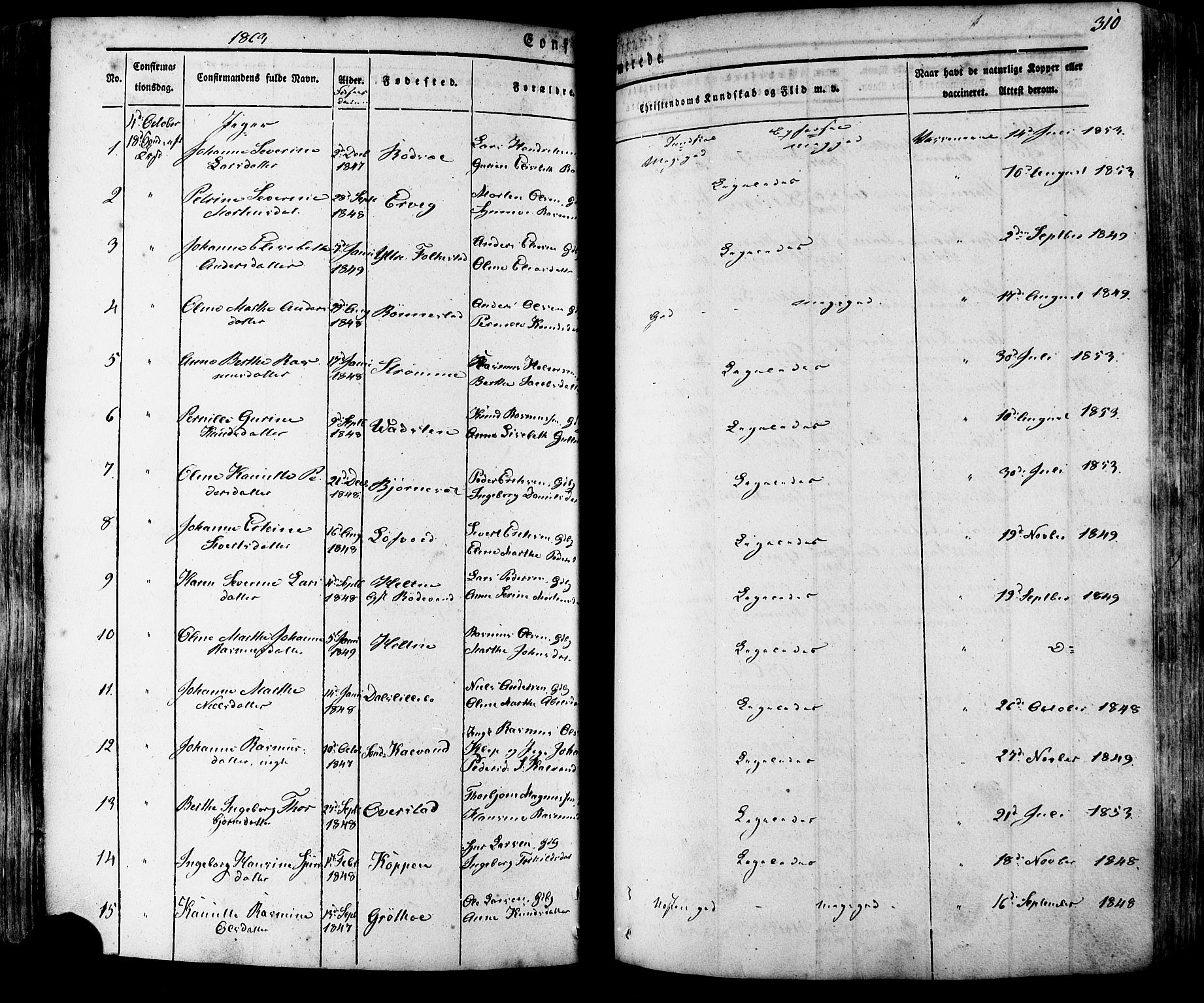 Ministerialprotokoller, klokkerbøker og fødselsregistre - Møre og Romsdal, SAT/A-1454/511/L0140: Parish register (official) no. 511A07, 1851-1878, p. 310
