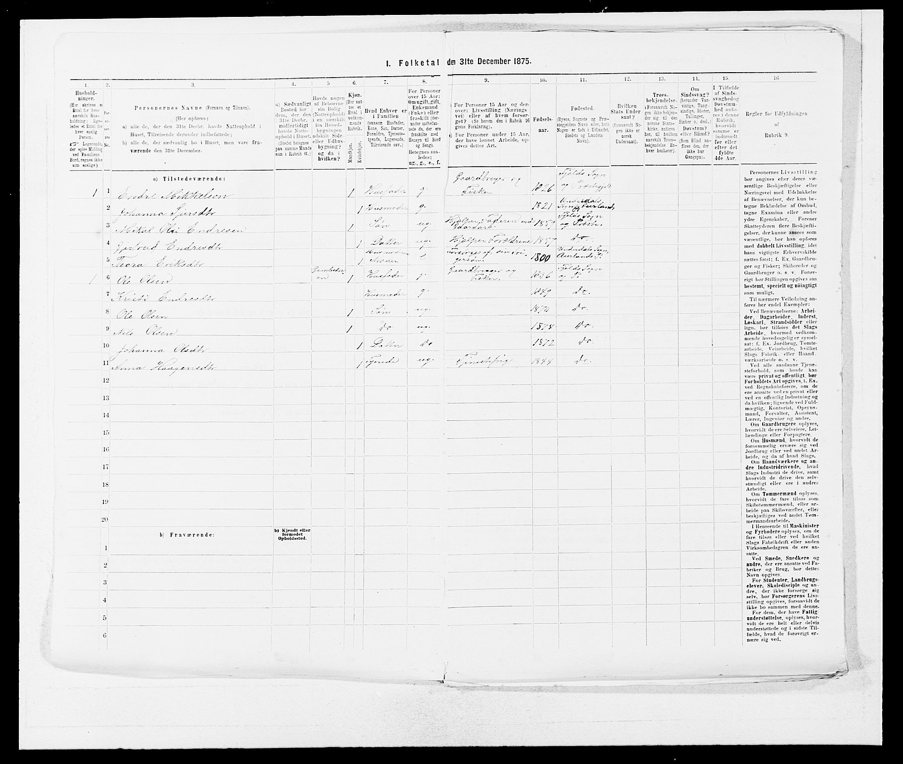 SAB, 1875 census for 1246P Fjell, 1875, p. 725