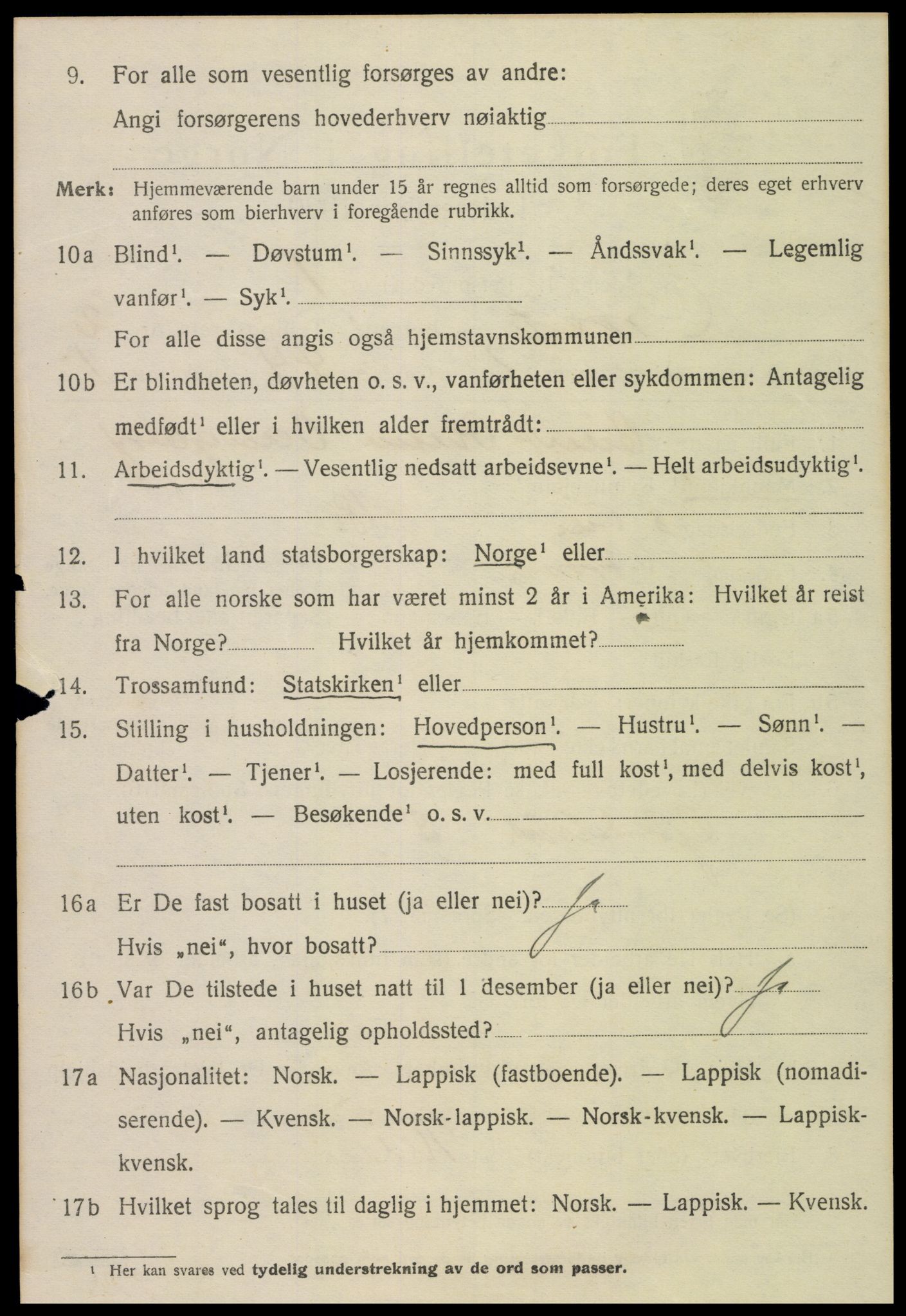 SAT, 1920 census for Frosta, 1920, p. 2335