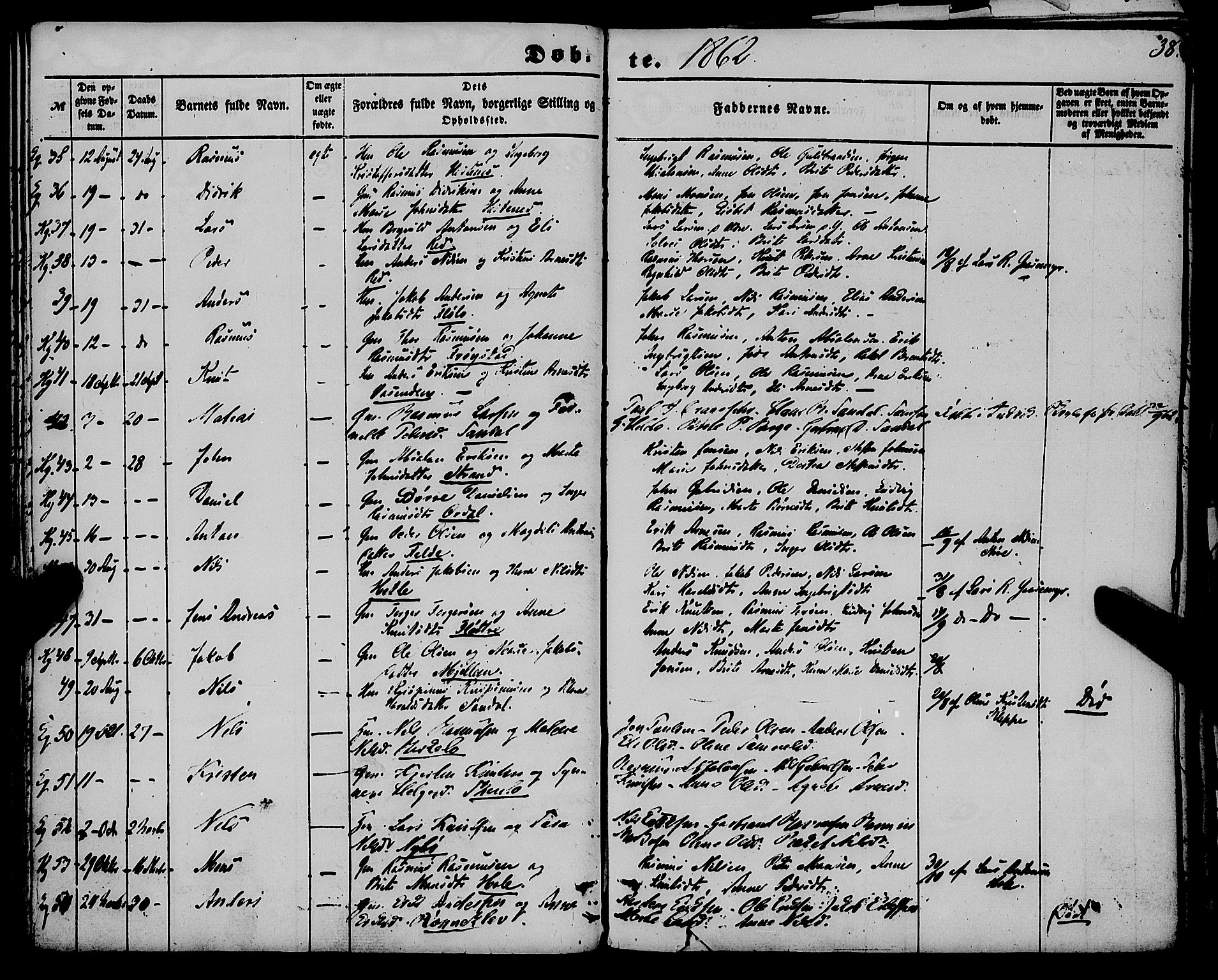 Gloppen sokneprestembete, AV/SAB-A-80101/H/Haa/Haaa/L0009: Parish register (official) no. A 9, 1855-1870, p. 38