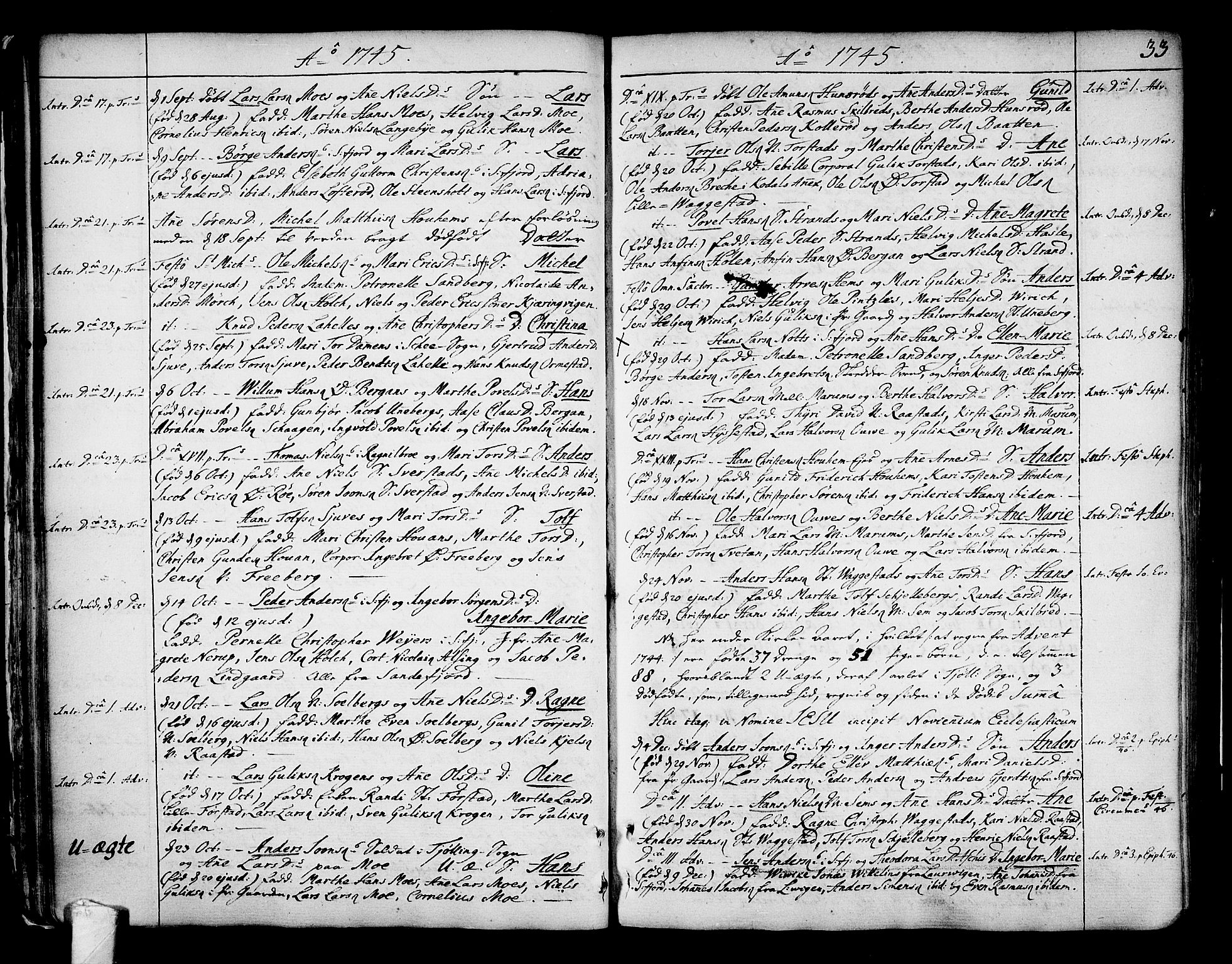 Sandar kirkebøker, AV/SAKO-A-243/F/Fa/L0002: Parish register (official) no. 2, 1733-1788, p. 33