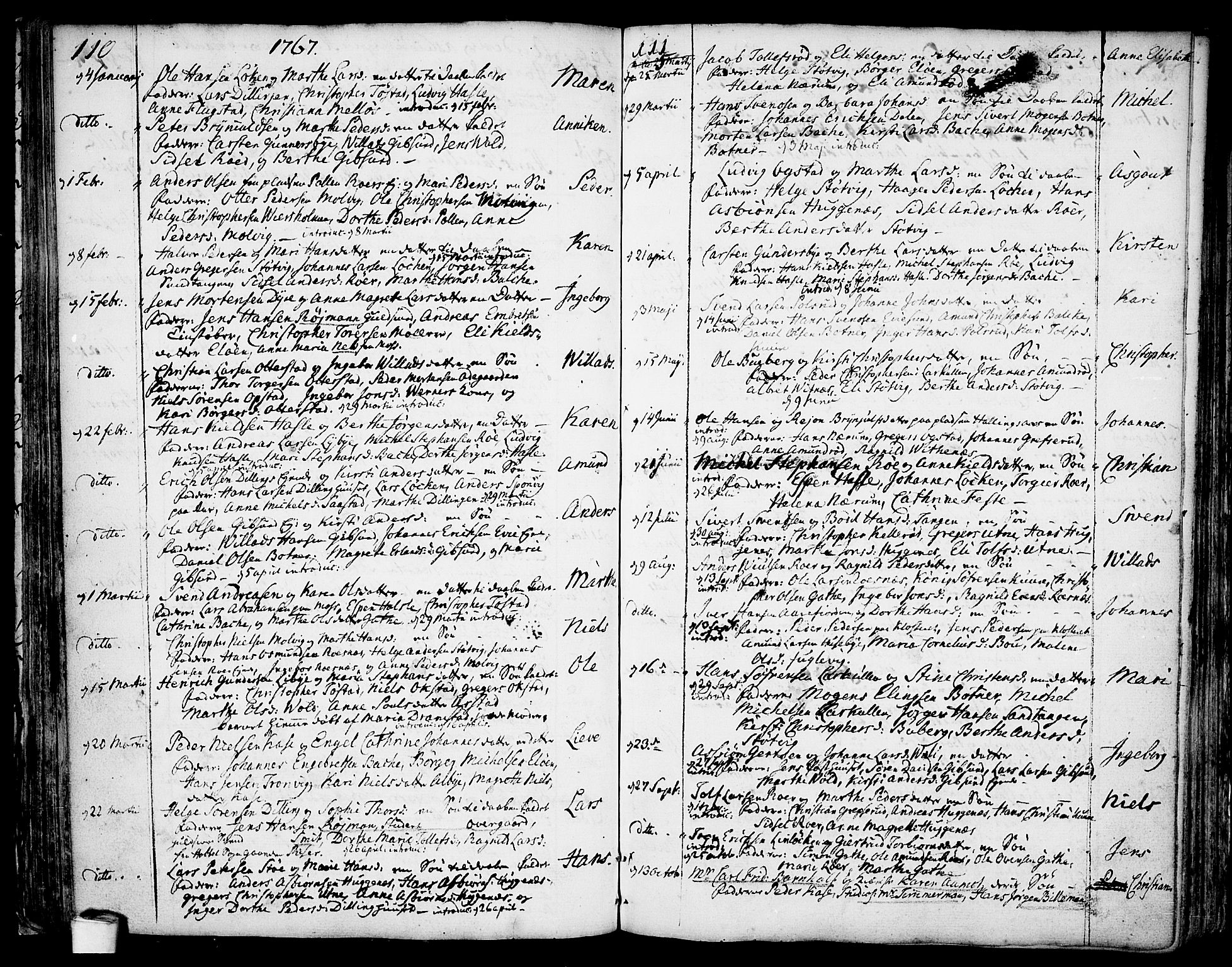 Rygge prestekontor Kirkebøker, SAO/A-10084b/F/Fa/L0001: Parish register (official) no. 1, 1725-1771, p. 110-111