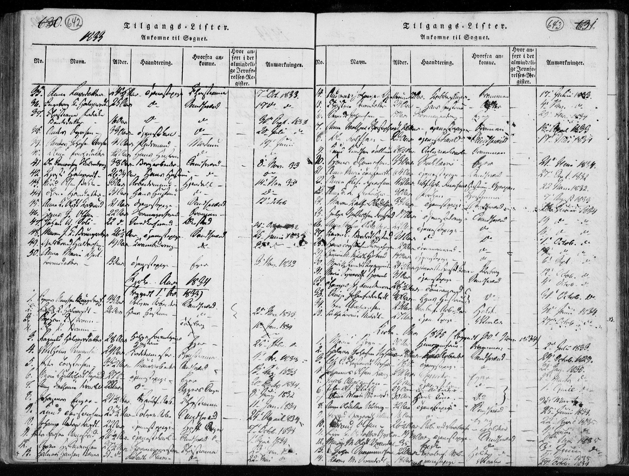 Kongsberg kirkebøker, SAKO/A-22/F/Fa/L0008: Parish register (official) no. I 8, 1816-1839, p. 642-643