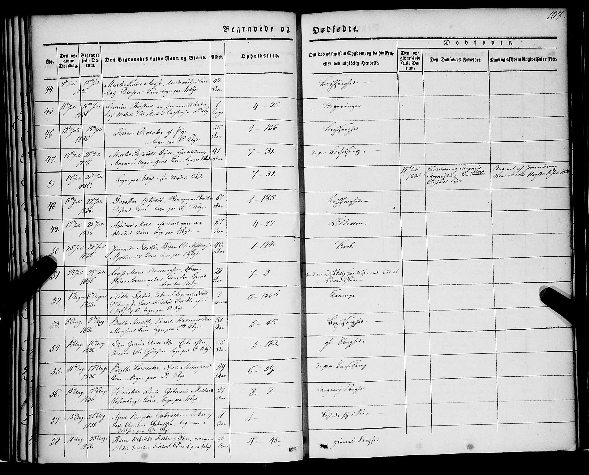 Nykirken Sokneprestembete, AV/SAB-A-77101/H/Haa/L0041: Parish register (official) no. E 1, 1833-1850, p. 107