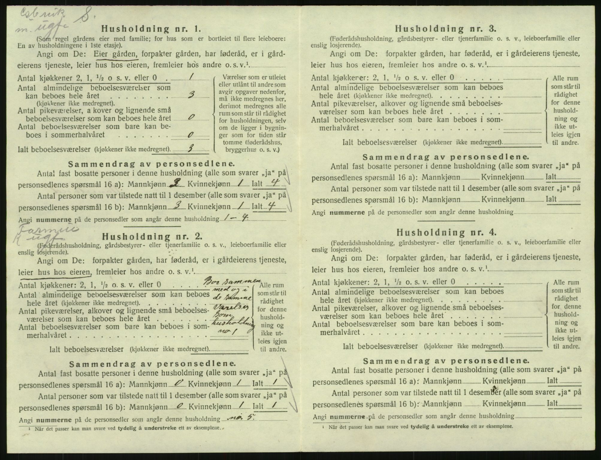 SAK, 1920 census for Vegusdal, 1920, p. 340