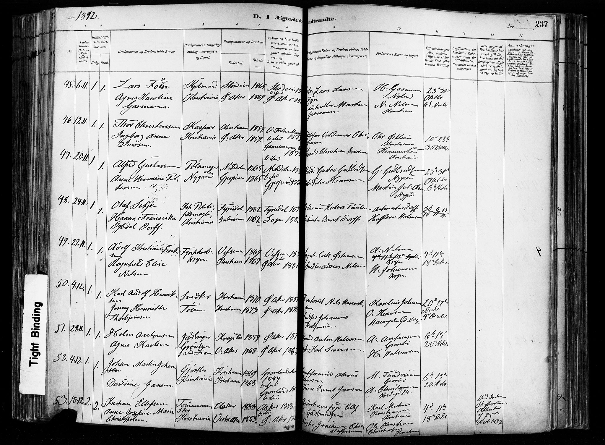 Østre Aker prestekontor Kirkebøker, SAO/A-10840/F/Fa/L0008: Parish register (official) no. I 8, 1883-1894, p. 237