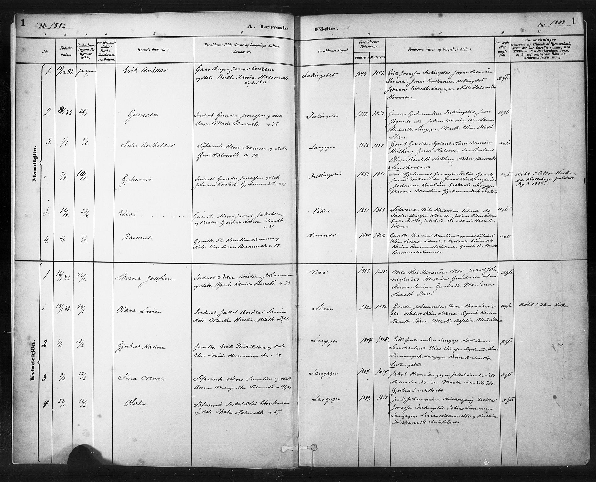 Skudenes sokneprestkontor, SAST/A -101849/H/Ha/Haa/L0010: Parish register (official) no. A 7, 1882-1912, p. 1