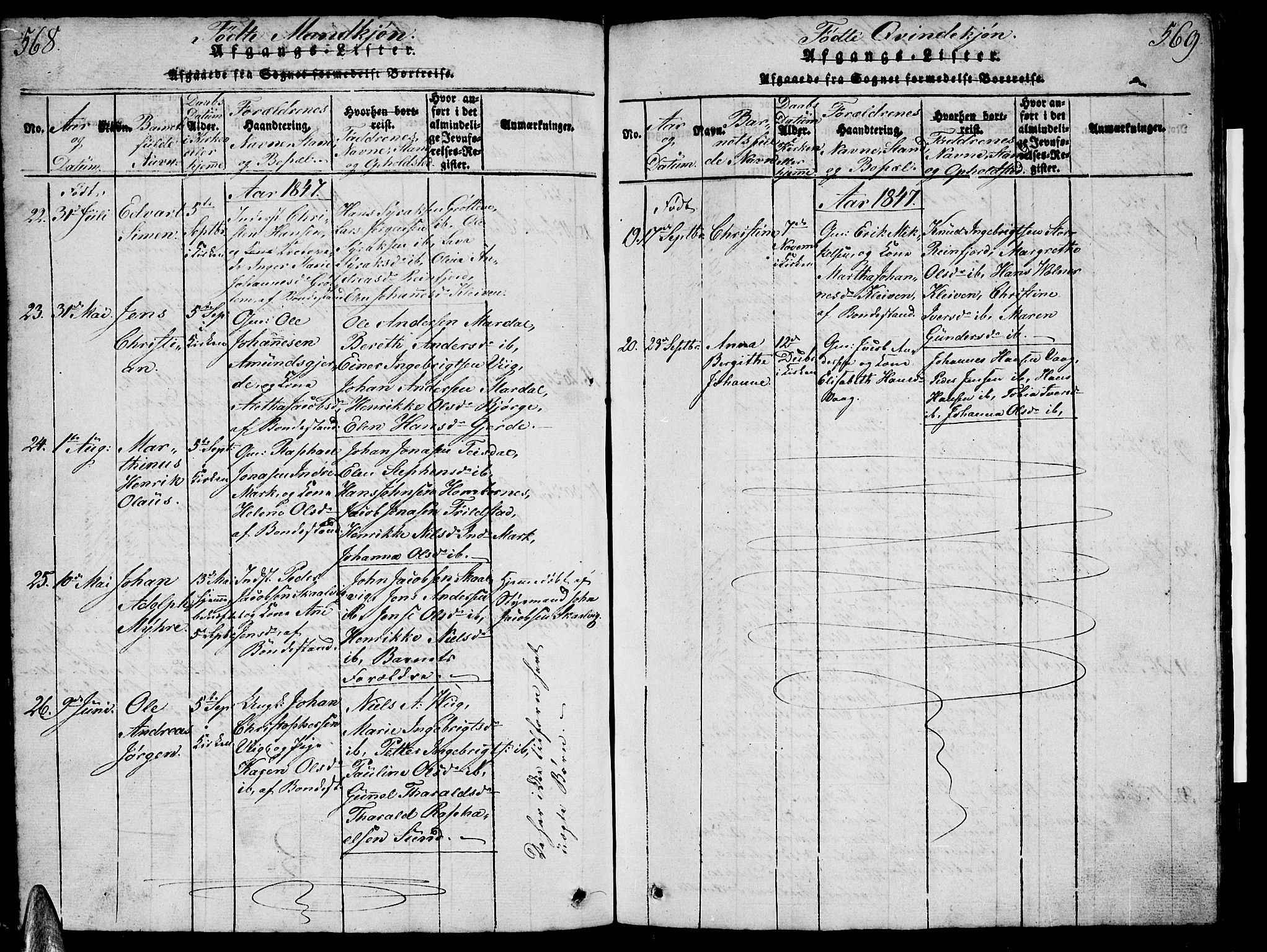 Ministerialprotokoller, klokkerbøker og fødselsregistre - Nordland, AV/SAT-A-1459/812/L0186: Parish register (copy) no. 812C04, 1820-1849, p. 568-569