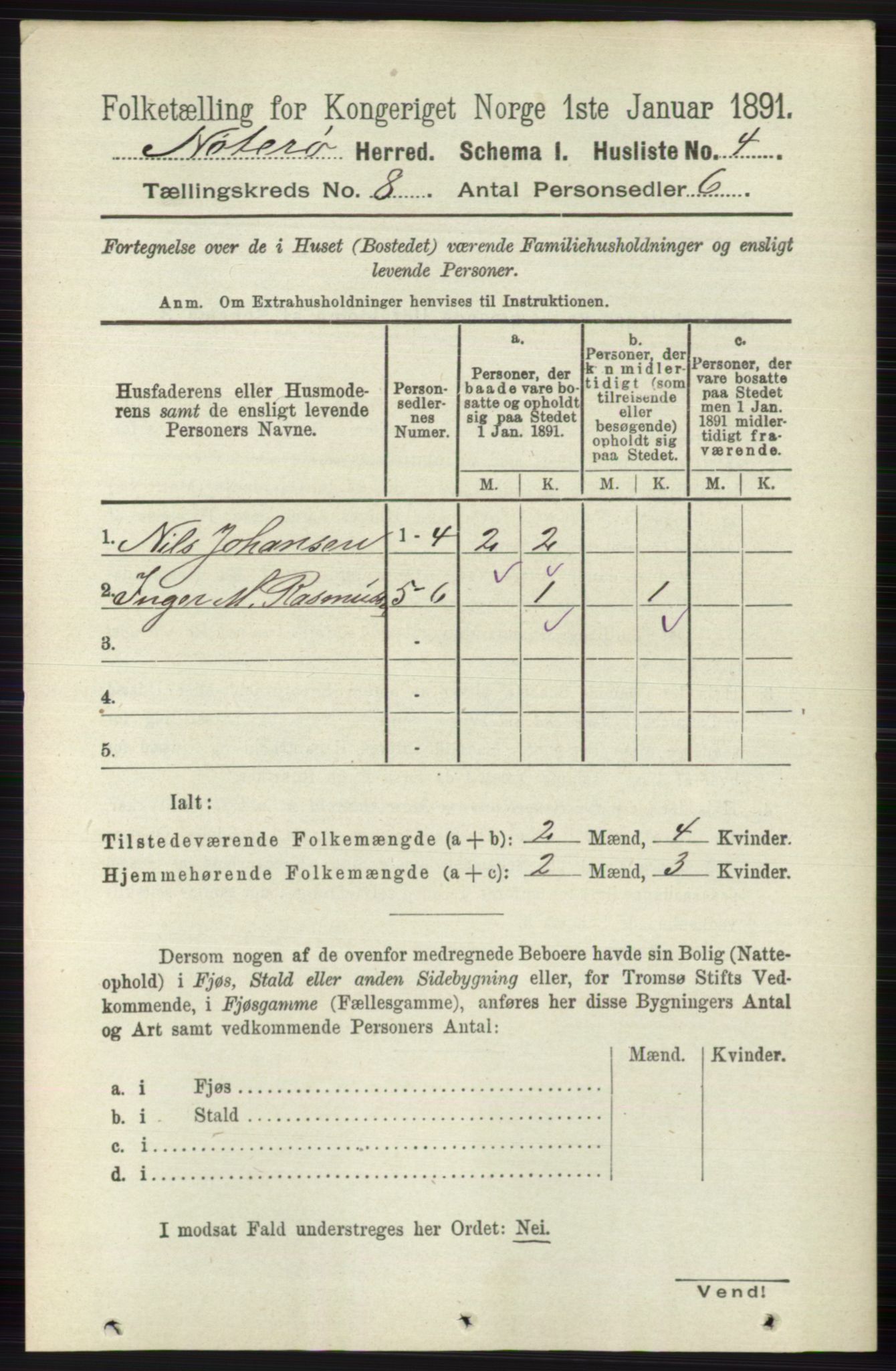 RA, 1891 census for 0722 Nøtterøy, 1891, p. 3754
