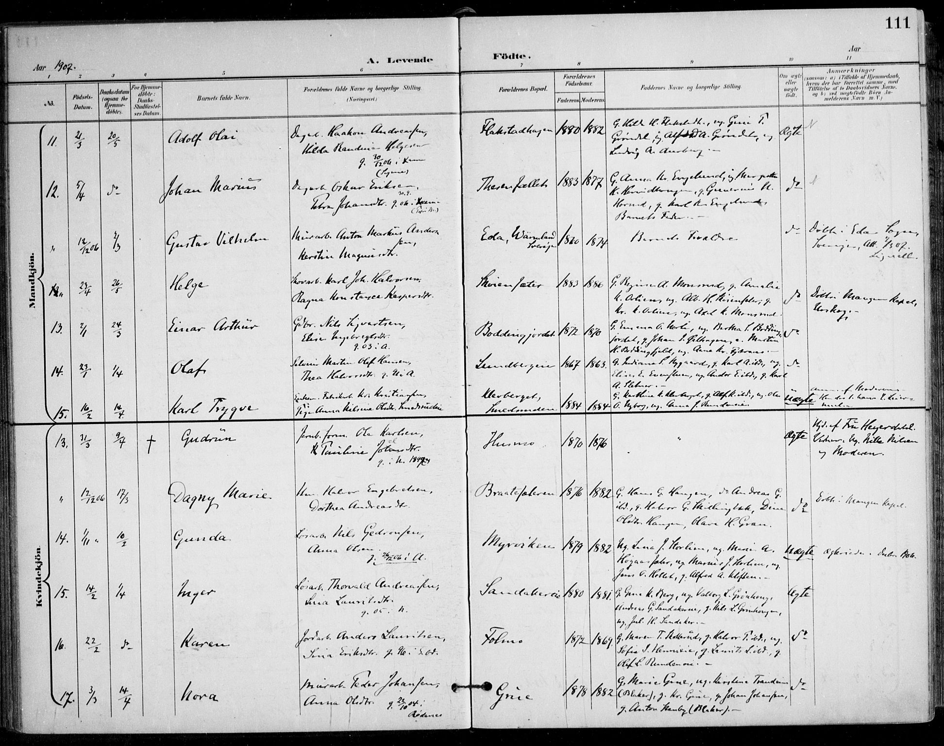 Nes prestekontor Kirkebøker, AV/SAO-A-10410/F/Fa/L0011: Parish register (official) no. I 11, 1899-1918, p. 111