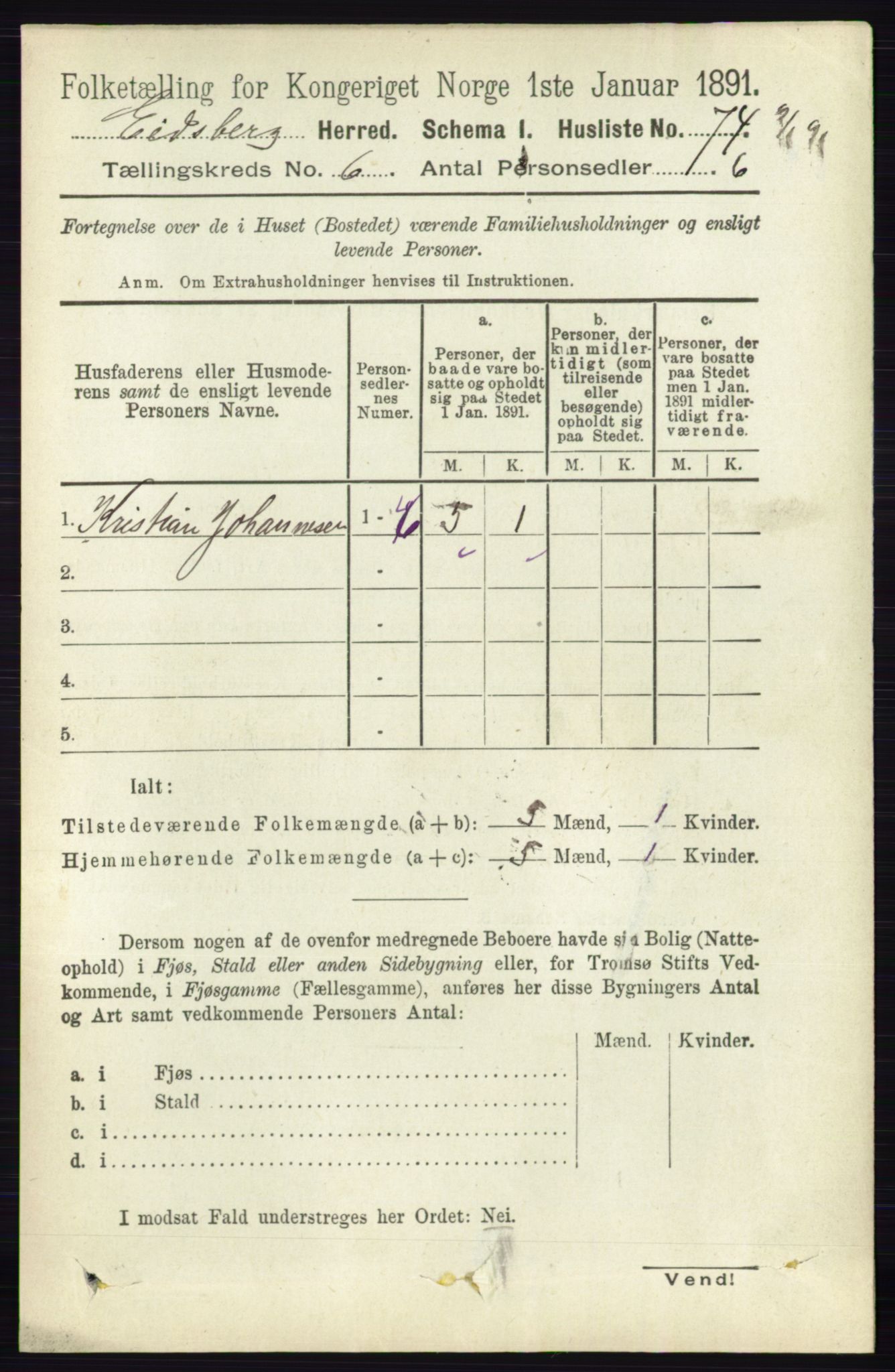 RA, 1891 census for 0125 Eidsberg, 1891, p. 3572