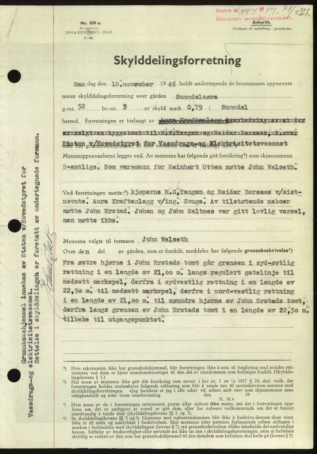 Nordmøre sorenskriveri, AV/SAT-A-4132/1/2/2Ca: Mortgage book no. A104, 1947-1947, Diary no: : 447/1947