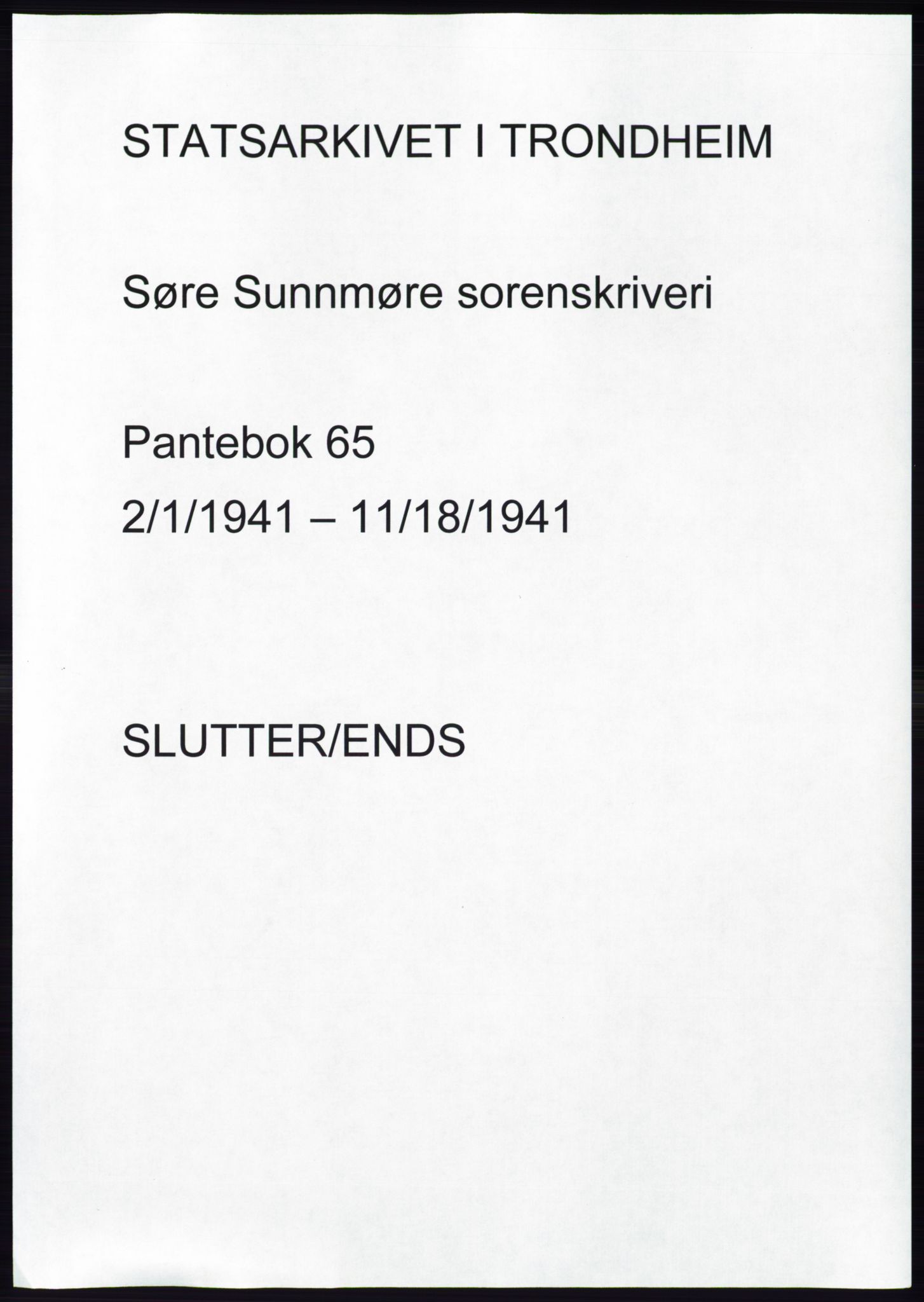 Søre Sunnmøre sorenskriveri, AV/SAT-A-4122/1/2/2C/L0071: Mortgage book no. 65, 1941-1941