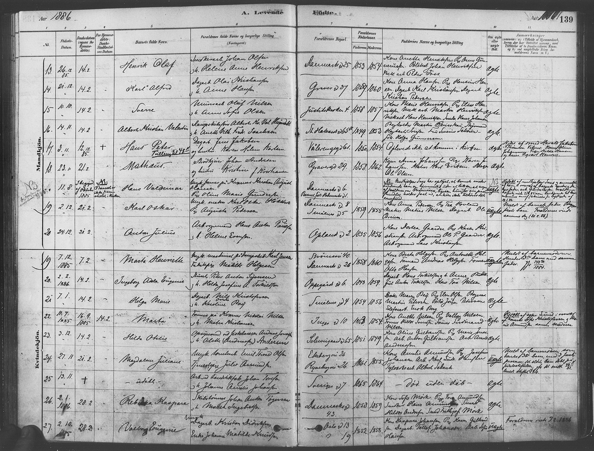Gamlebyen prestekontor Kirkebøker, SAO/A-10884/F/Fa/L0005: Parish register (official) no. 5, 1878-1889, p. 139