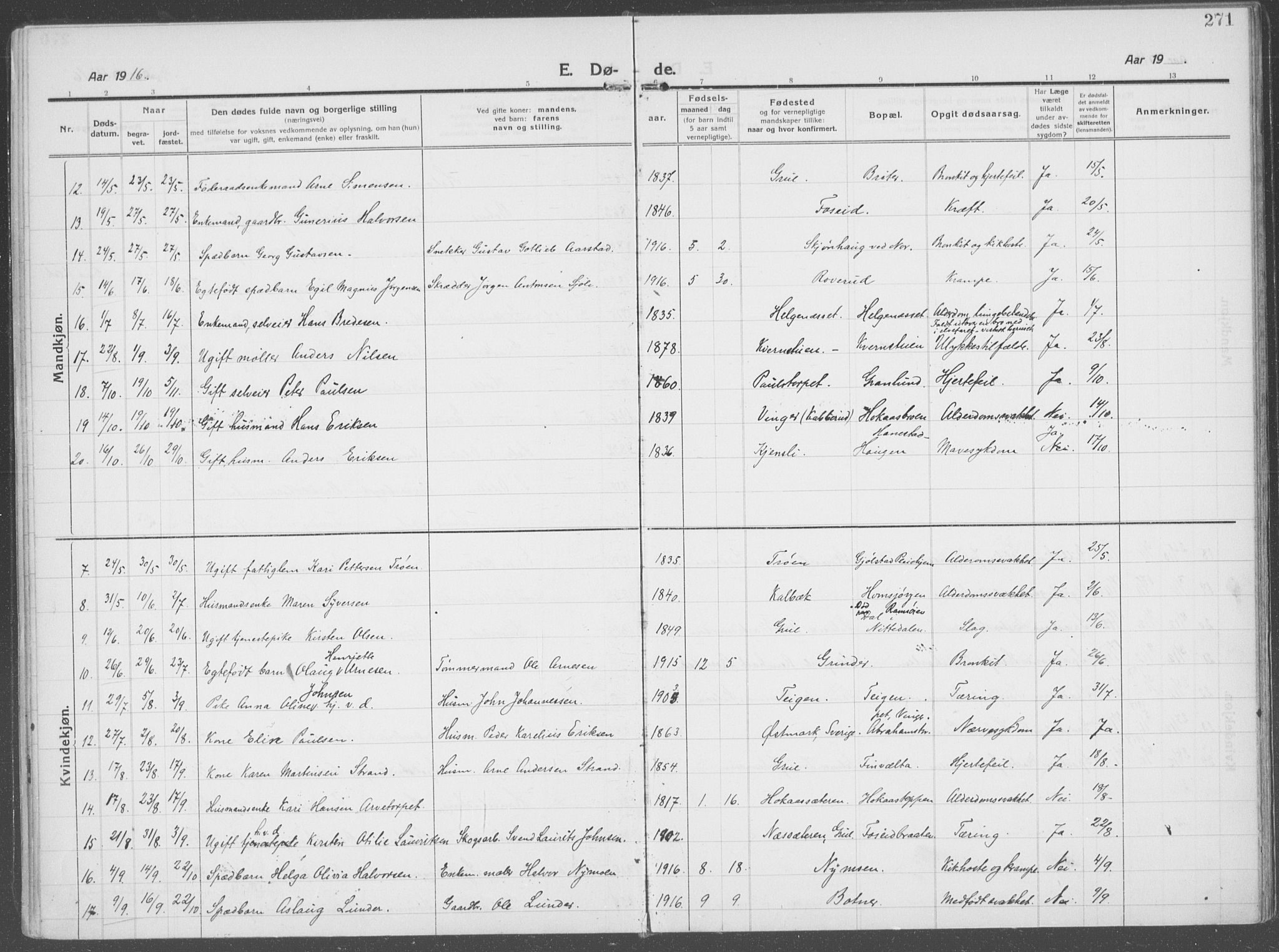 Brandval prestekontor, AV/SAH-PREST-034/H/Ha/Haa/L0004: Parish register (official) no. 4, 1910-1924, p. 271