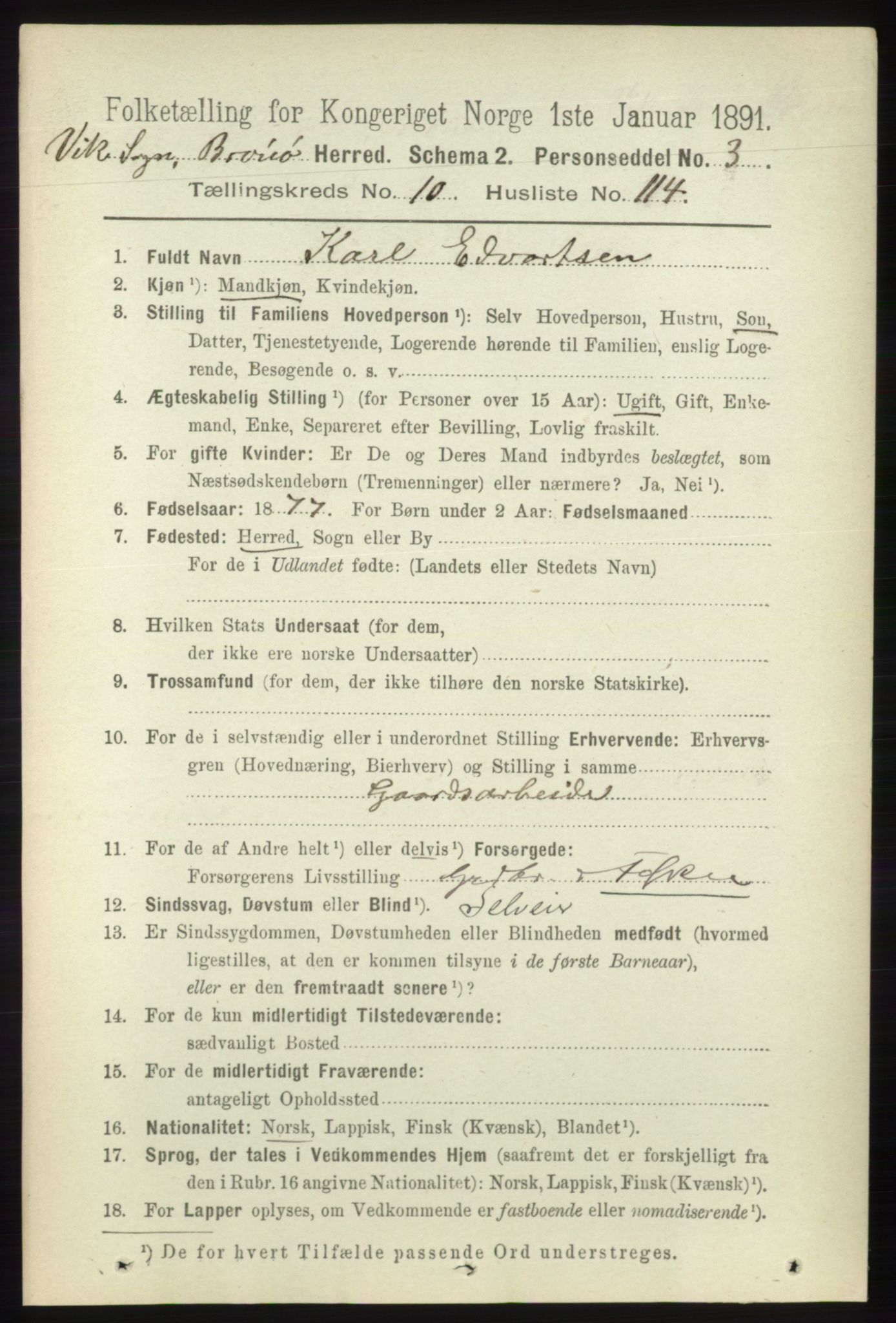 RA, 1891 census for 1814 Brønnøy, 1891, p. 6497