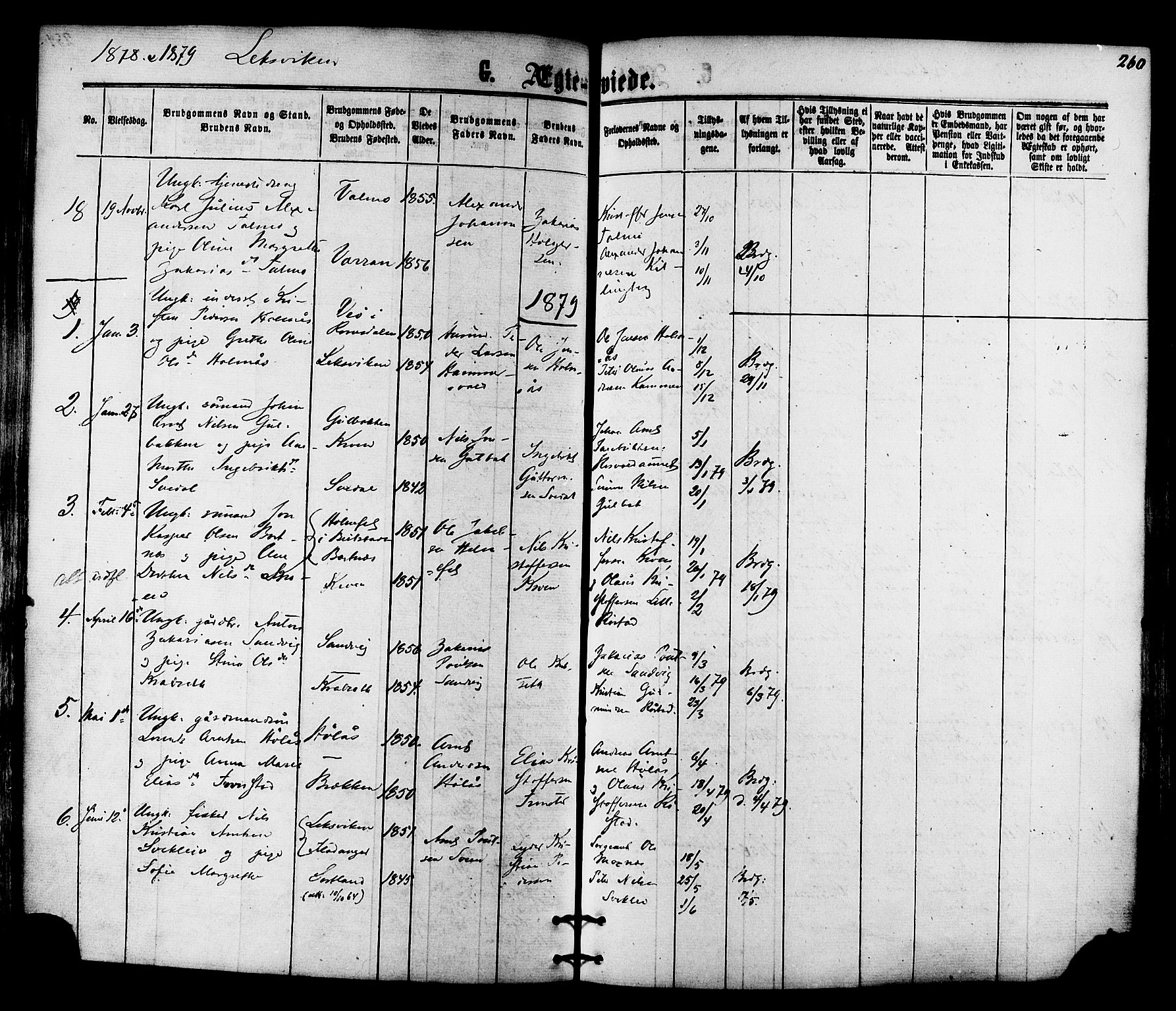 Ministerialprotokoller, klokkerbøker og fødselsregistre - Nord-Trøndelag, SAT/A-1458/701/L0009: Parish register (official) no. 701A09 /1, 1864-1882, p. 260