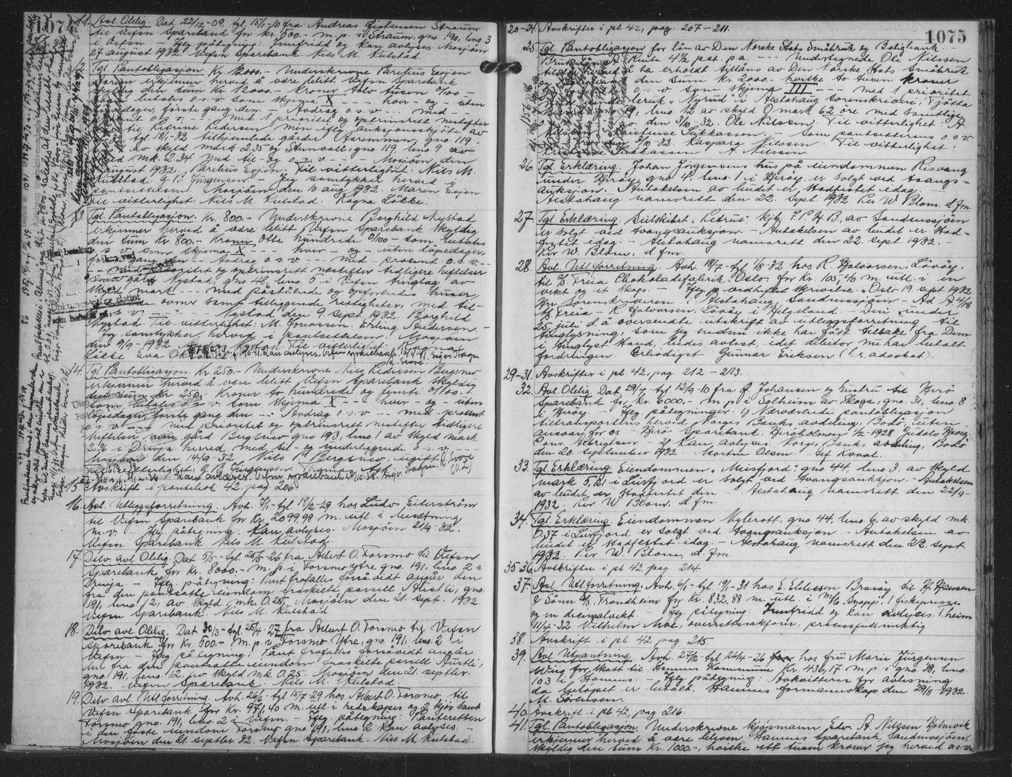 Søndre Helgeland sorenskriveri, SAT/A-4575/1/2/2C/L0023: Mortgage book no. 34, 1925-1935, p. 1074-1075, Deed date: 03.10.1932