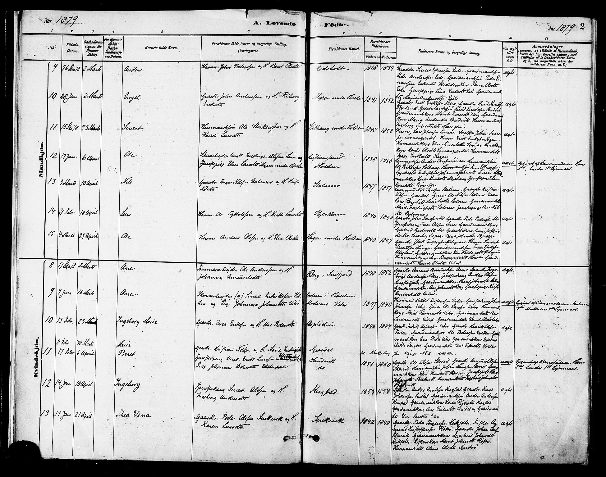 Ministerialprotokoller, klokkerbøker og fødselsregistre - Sør-Trøndelag, SAT/A-1456/630/L0496: Parish register (official) no. 630A09, 1879-1895, p. 2