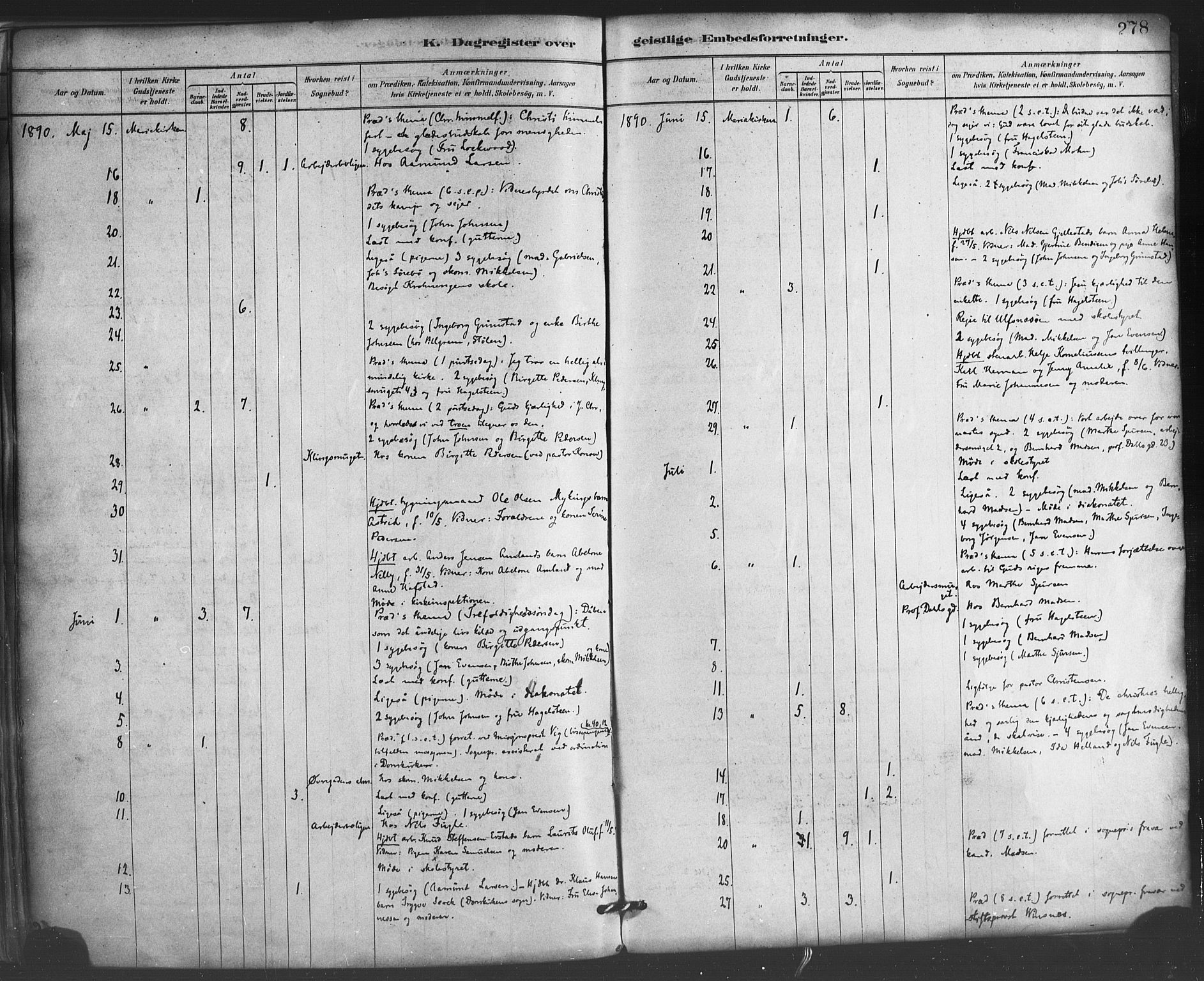 Mariakirken Sokneprestembete, AV/SAB-A-76901/H/Haa/L0007: Parish register (official) no. A 7, 1878-1893, p. 278