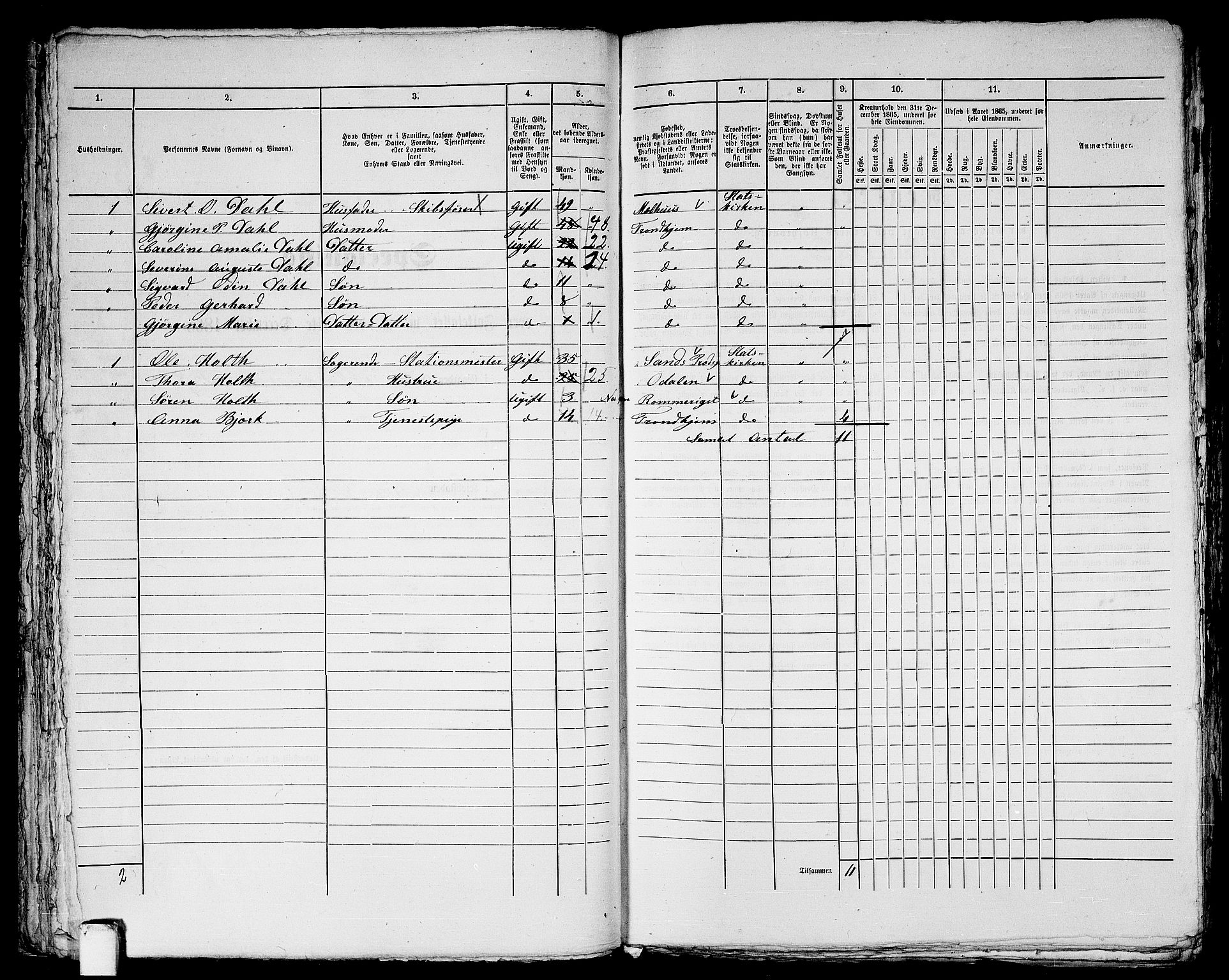 RA, 1865 census for Trondheim, 1865, p. 1135