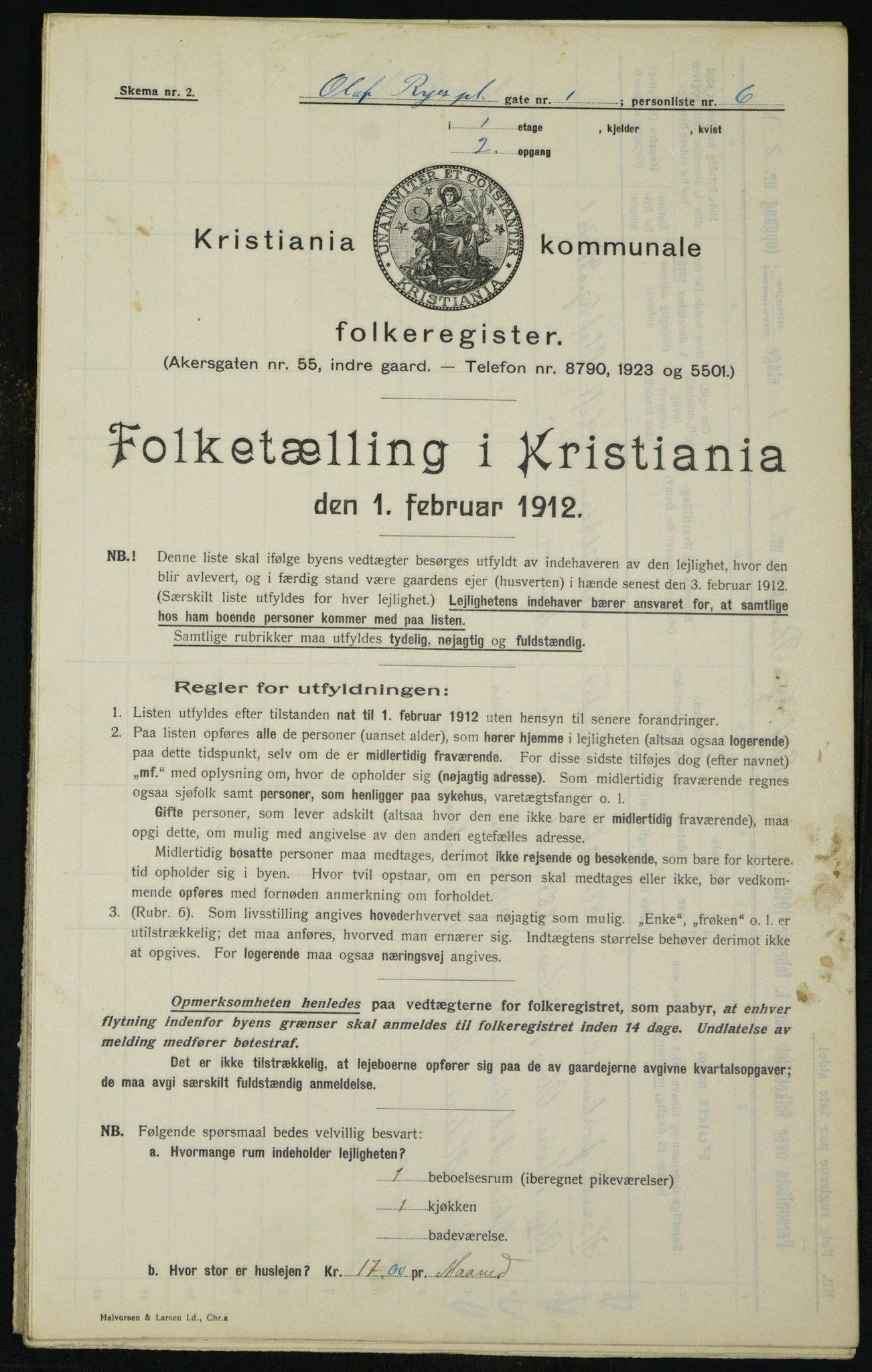 OBA, Municipal Census 1912 for Kristiania, 1912, p. 75645