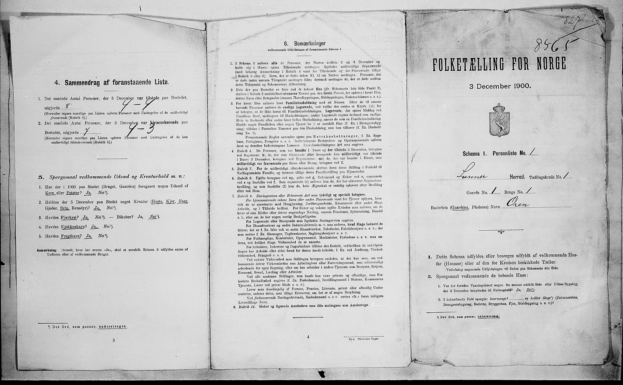 SAH, 1900 census for Lunner, 1900, p. 30