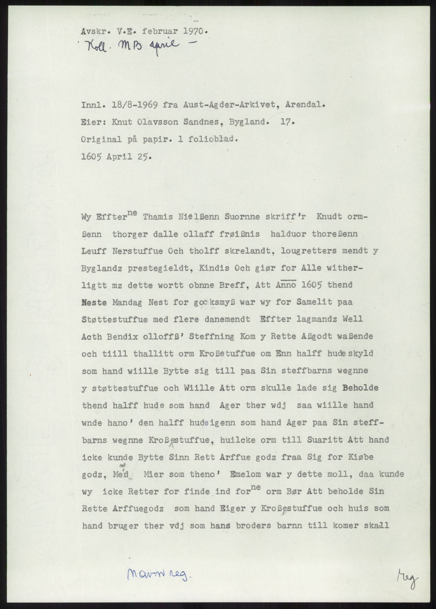 Samlinger til kildeutgivelse, Diplomavskriftsamlingen, AV/RA-EA-4053/H/Ha, p. 1898