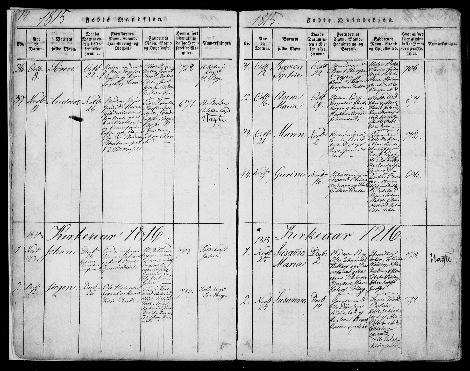 Sande Kirkebøker, SAKO/A-53/F/Fa/L0003: Parish register (official) no. 3, 1814-1847, p. 14-15