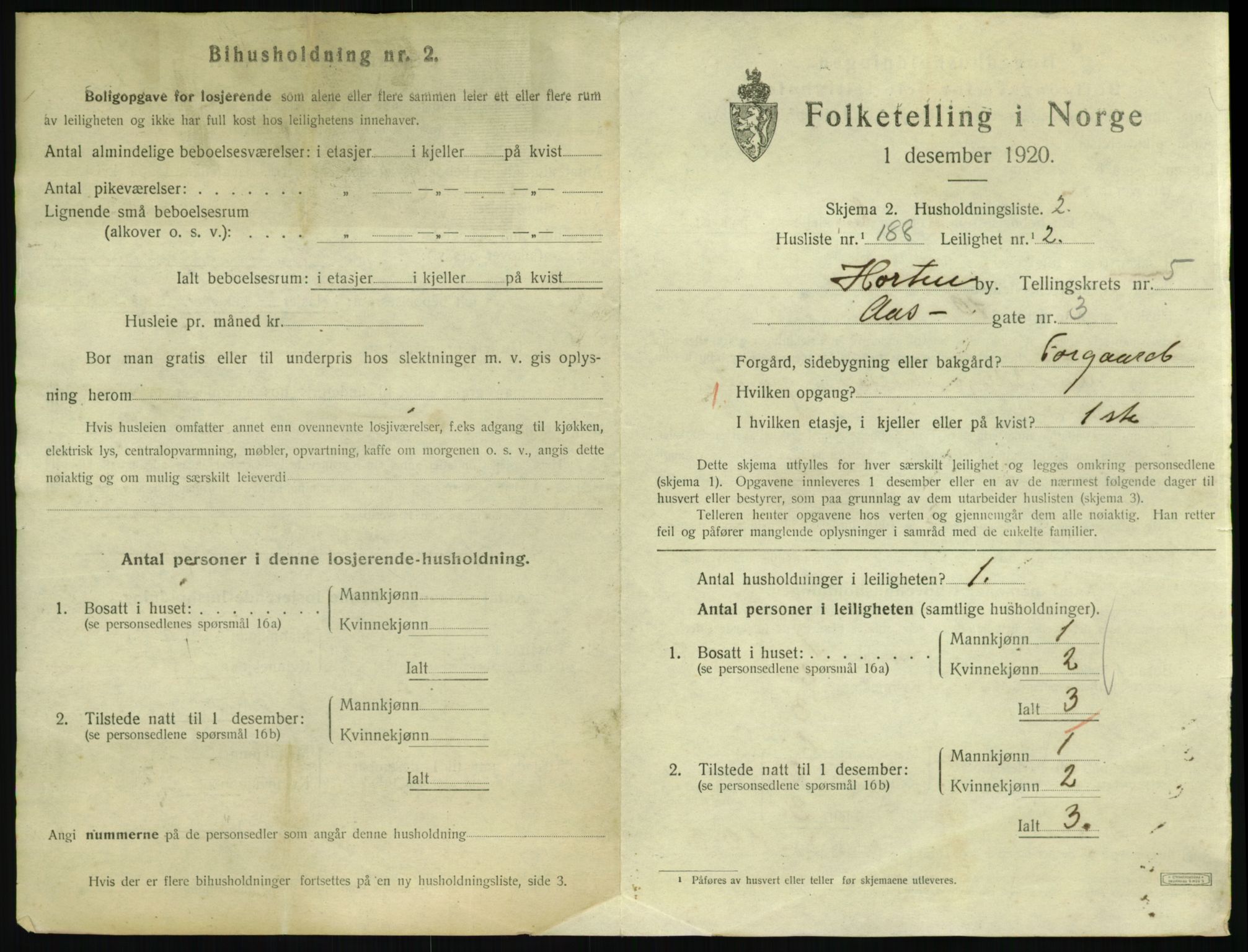 SAKO, 1920 census for Horten, 1920, p. 6301