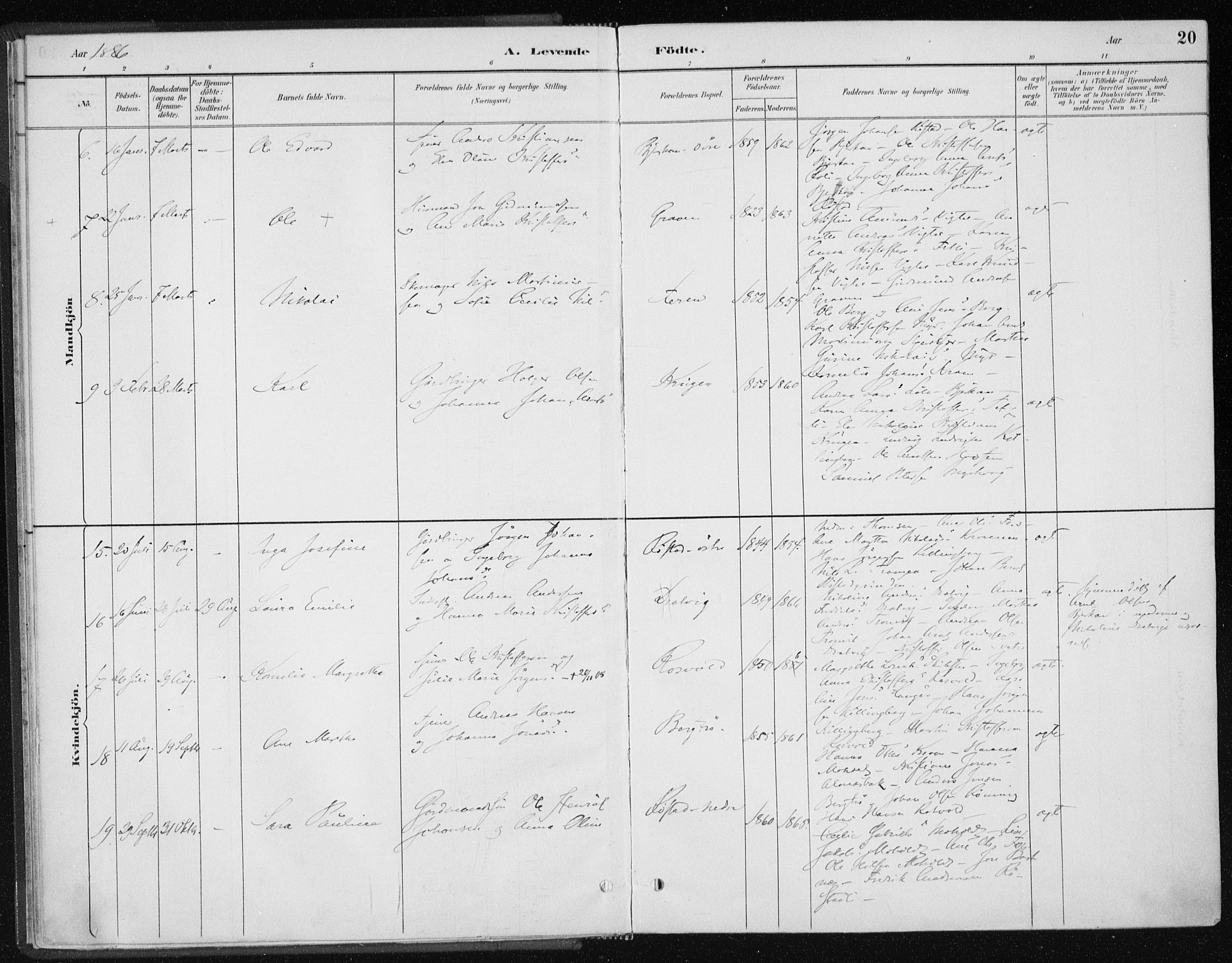 Ministerialprotokoller, klokkerbøker og fødselsregistre - Nord-Trøndelag, AV/SAT-A-1458/701/L0010: Parish register (official) no. 701A10, 1883-1899, p. 20